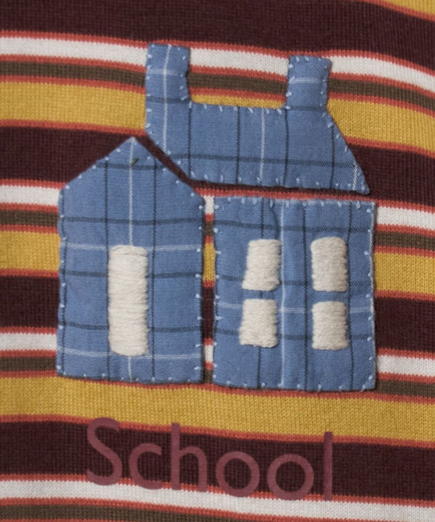 Hand-Embroidered Stripe T-Shirt KHOKI