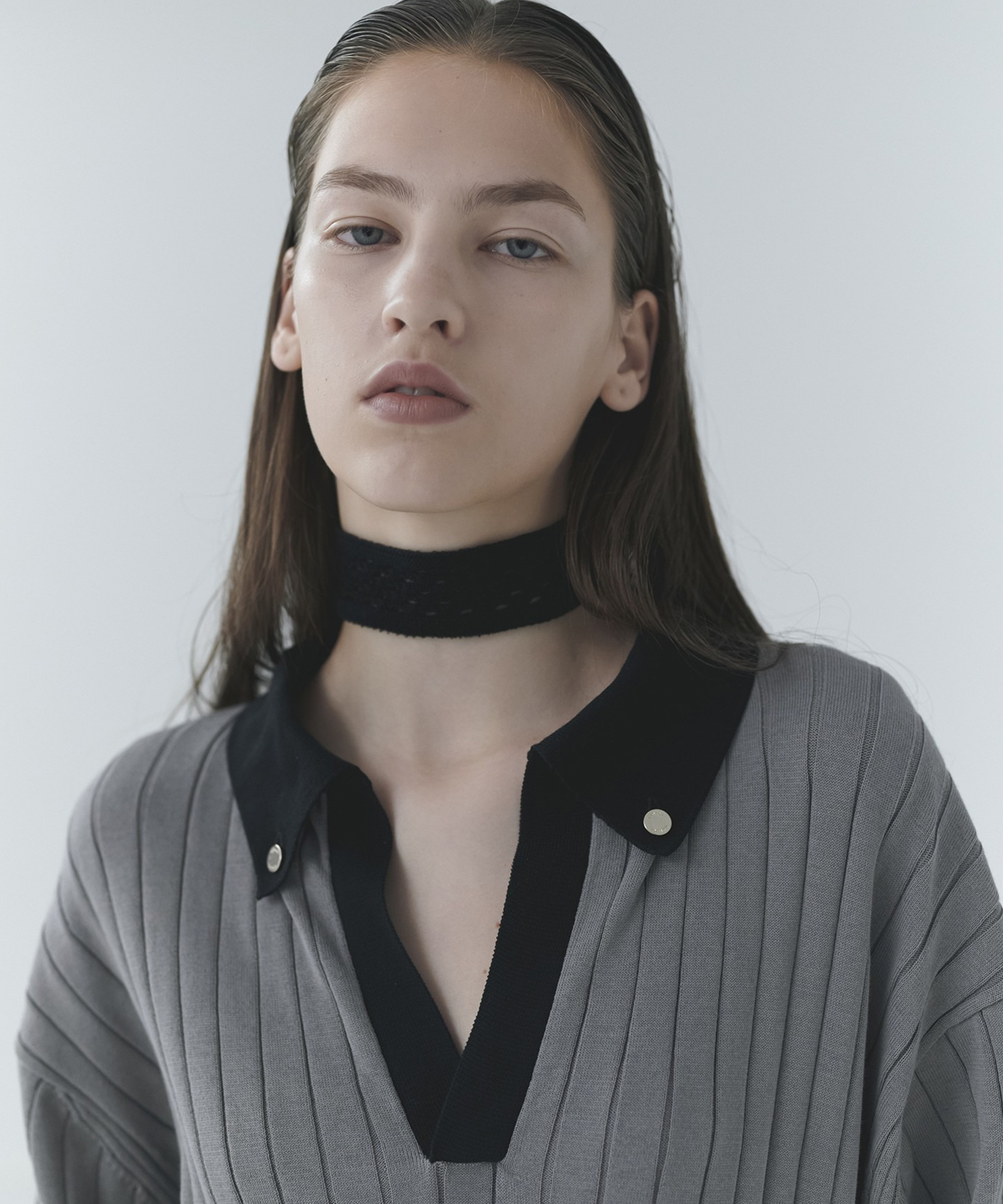 Wide Rib Skipper Collar Short Sleeve Knit CULLNI