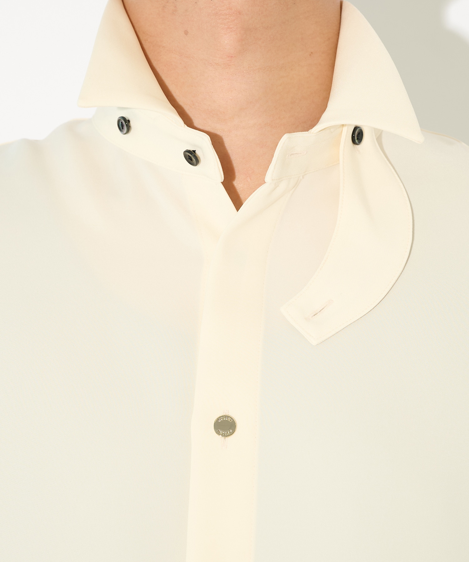 Double Satin Minimal Chin Tab Long Sleeve Shirt CULLNI