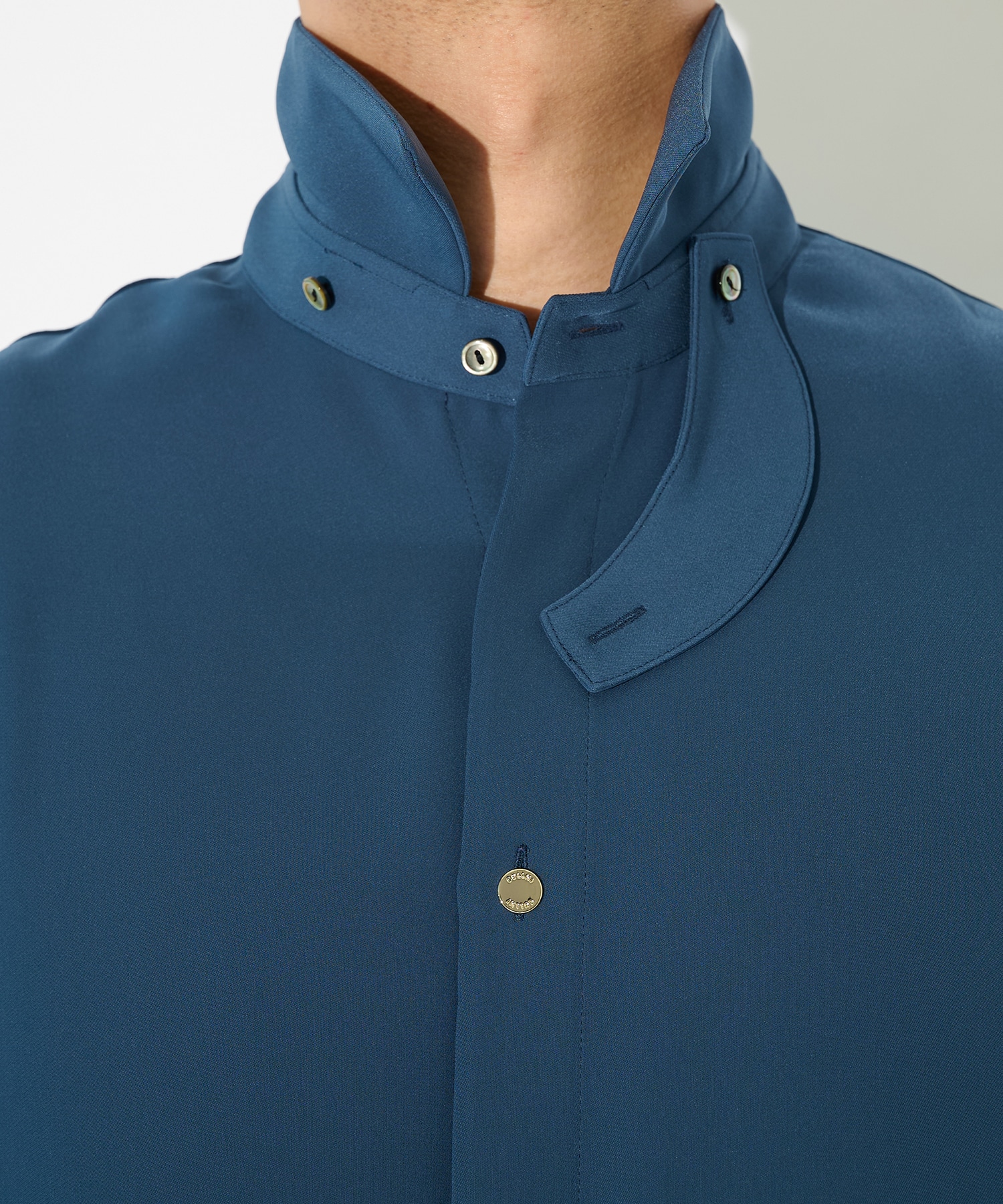 Double Satin Minimal Chin Tab Long Sleeve Shirt CULLNI