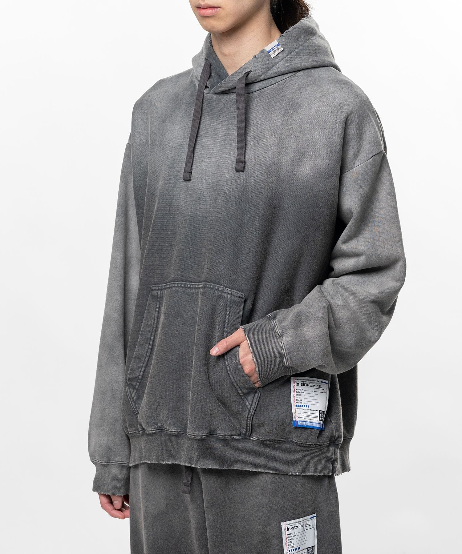 FRENCH TERRY DISTRESSED HOODIE in・stru(men-tal)