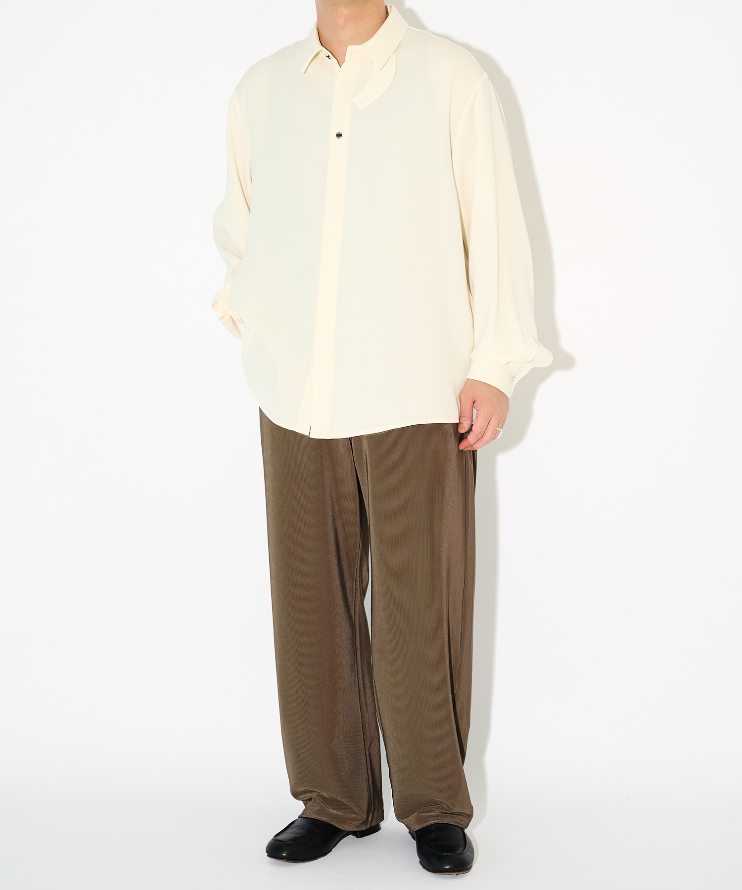 Stretch Fiber Cord Pique Drawstring Wide Pants CULLNI