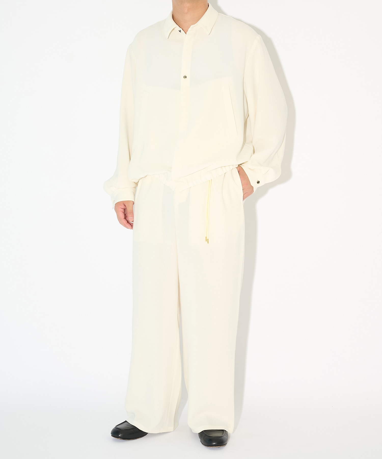Triacetate Airy Cloth Drawstring Wide Pants CULLNI