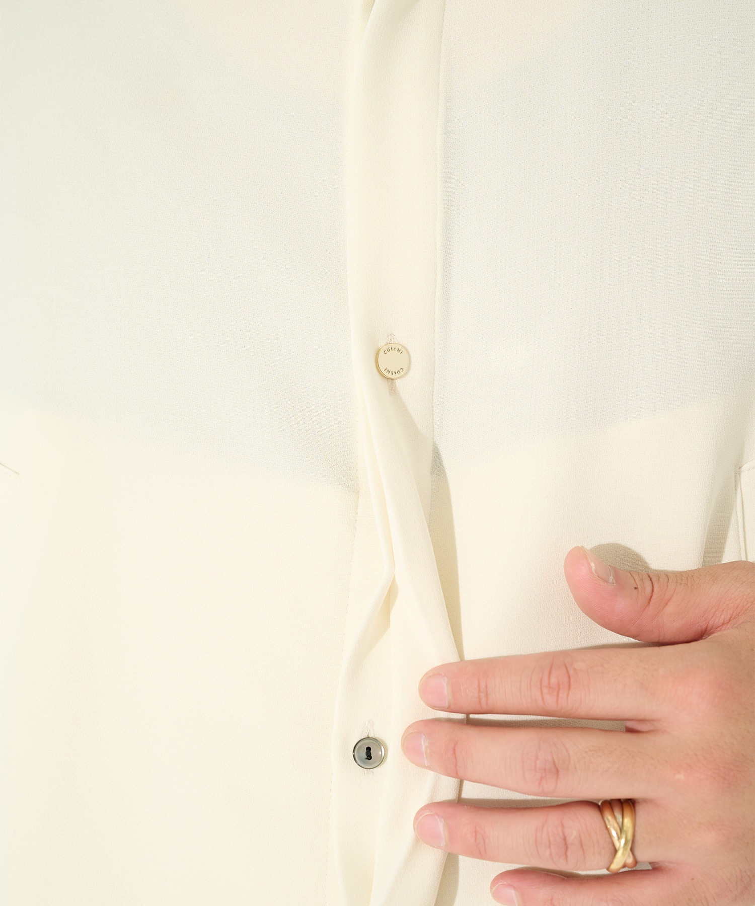 Triacetate Airy Cloth Long Sleeve Shirt Blouson CULLNI