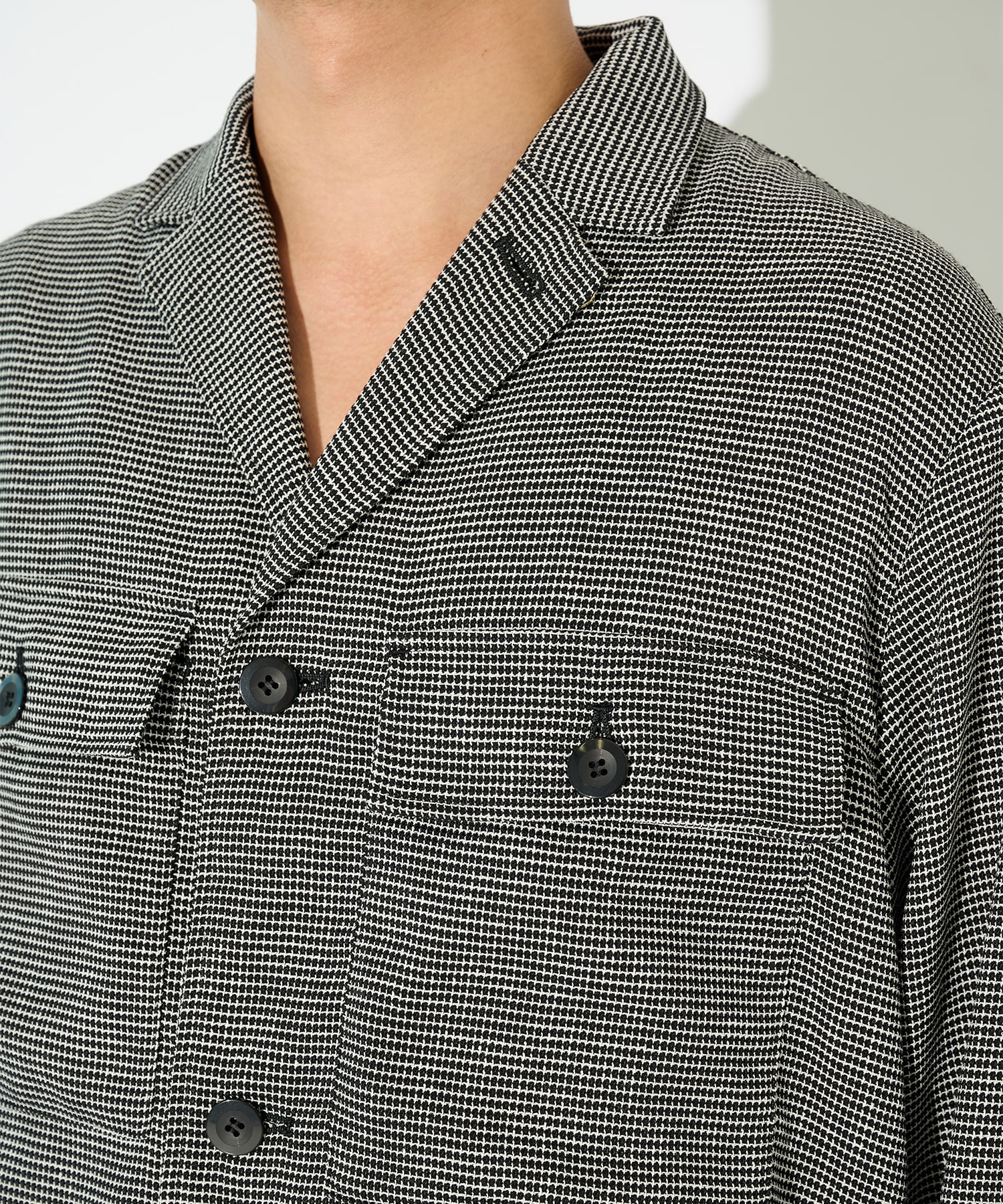 Mix Yarn Mesh Notched Lapel Shirt Blouson CULLNI