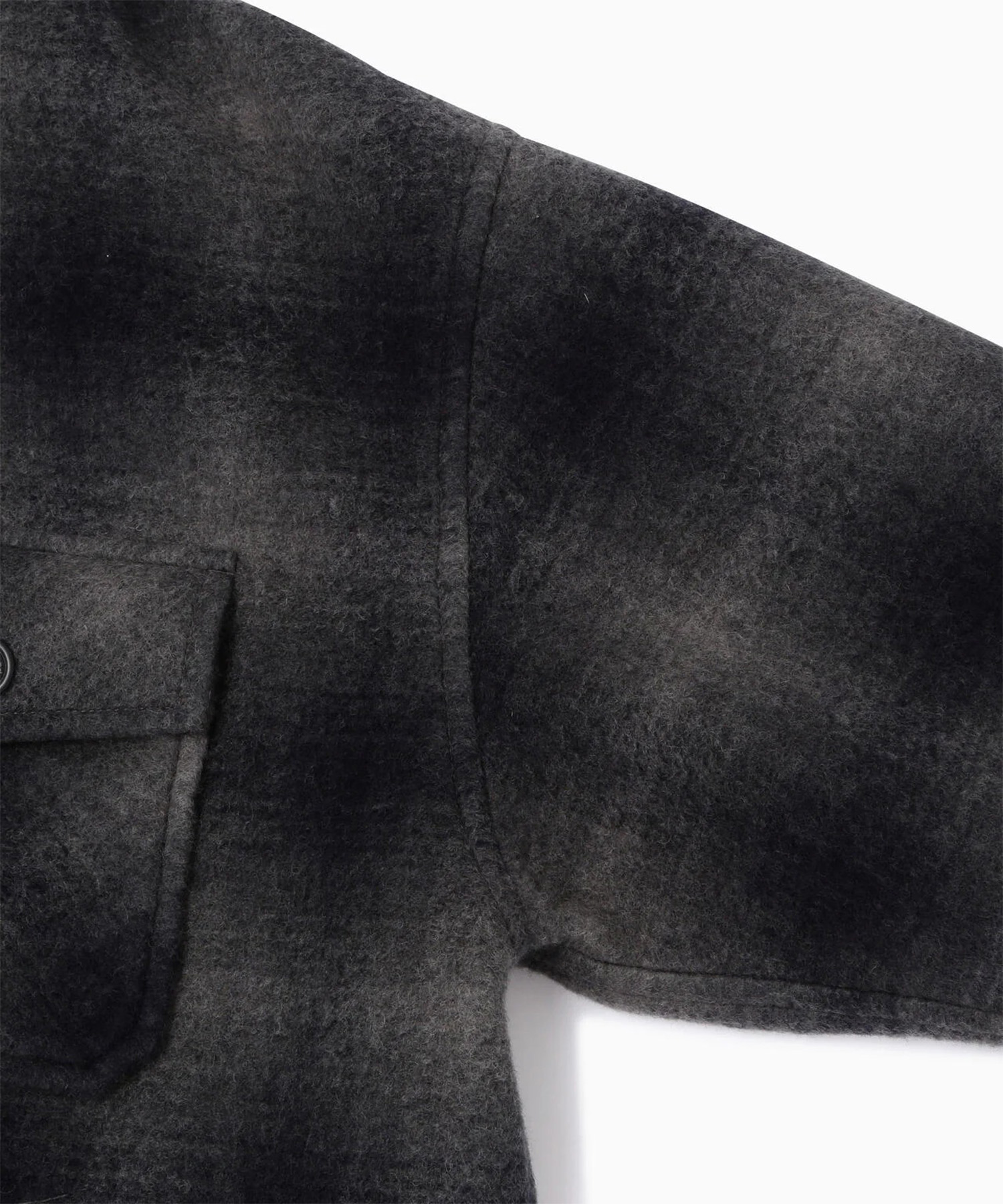 wool shaggy check jacket long and wander