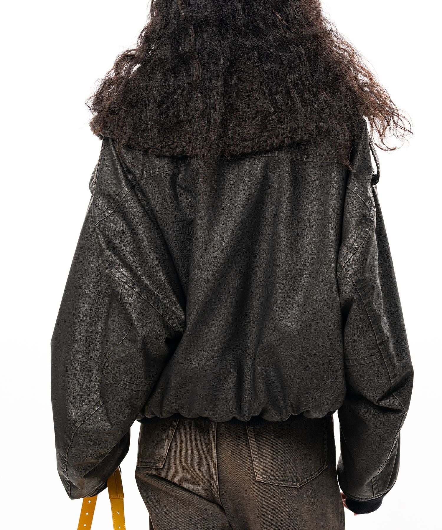 DETACHABLE COLLAR FAUX LEATHER BLOUSON Maison MIHARA YASUHIRO
