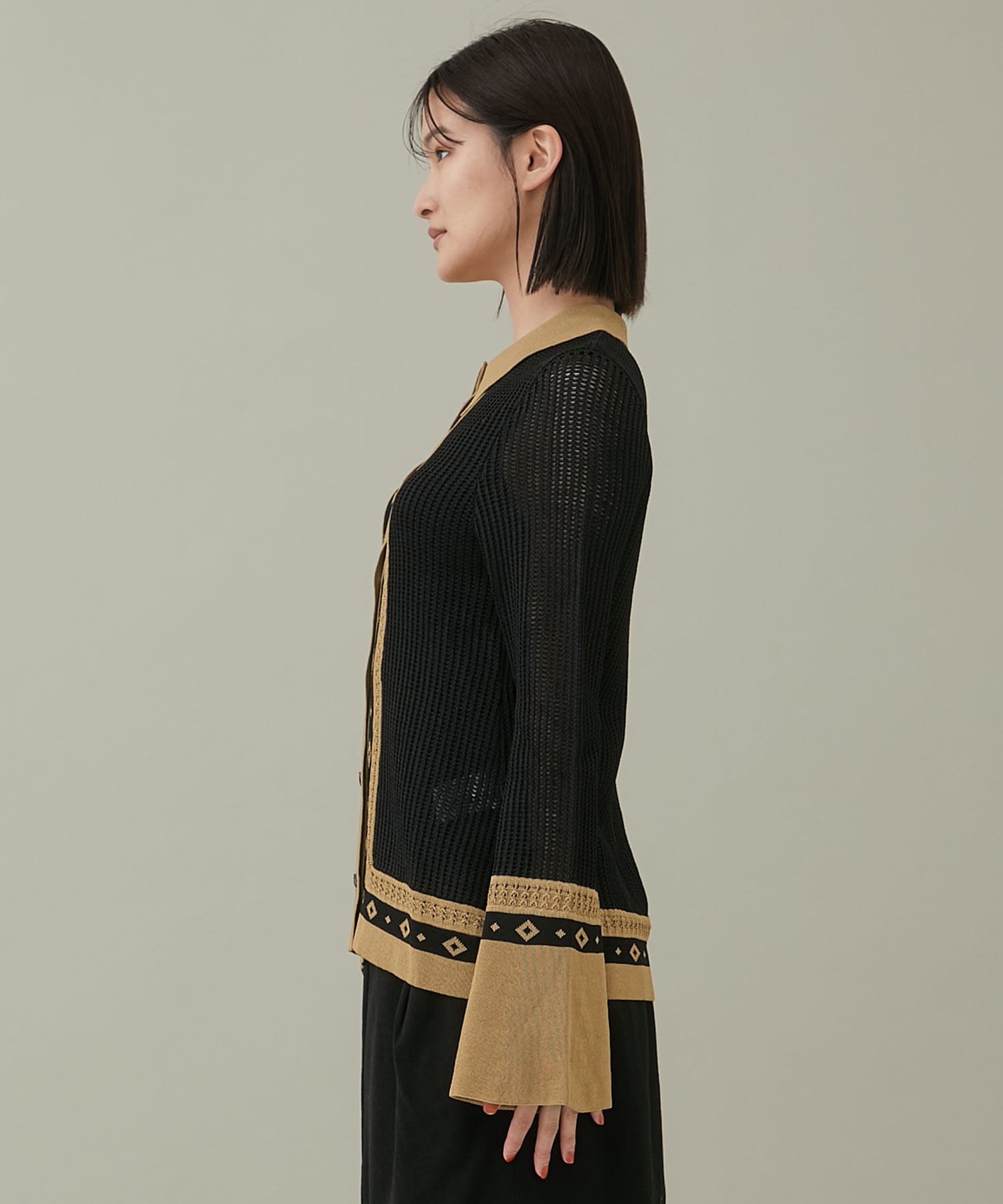 mame KNITTED SHIRT WITH DIAMOND PATTERN-