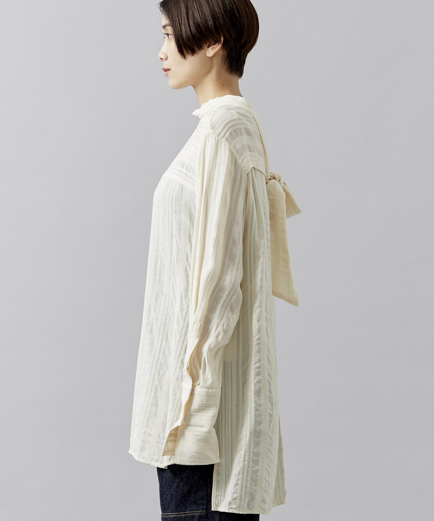 STRIPE BOW TIE BLOUSE(1 IVORY): rito structure: WOMENS｜ STUDIOUS