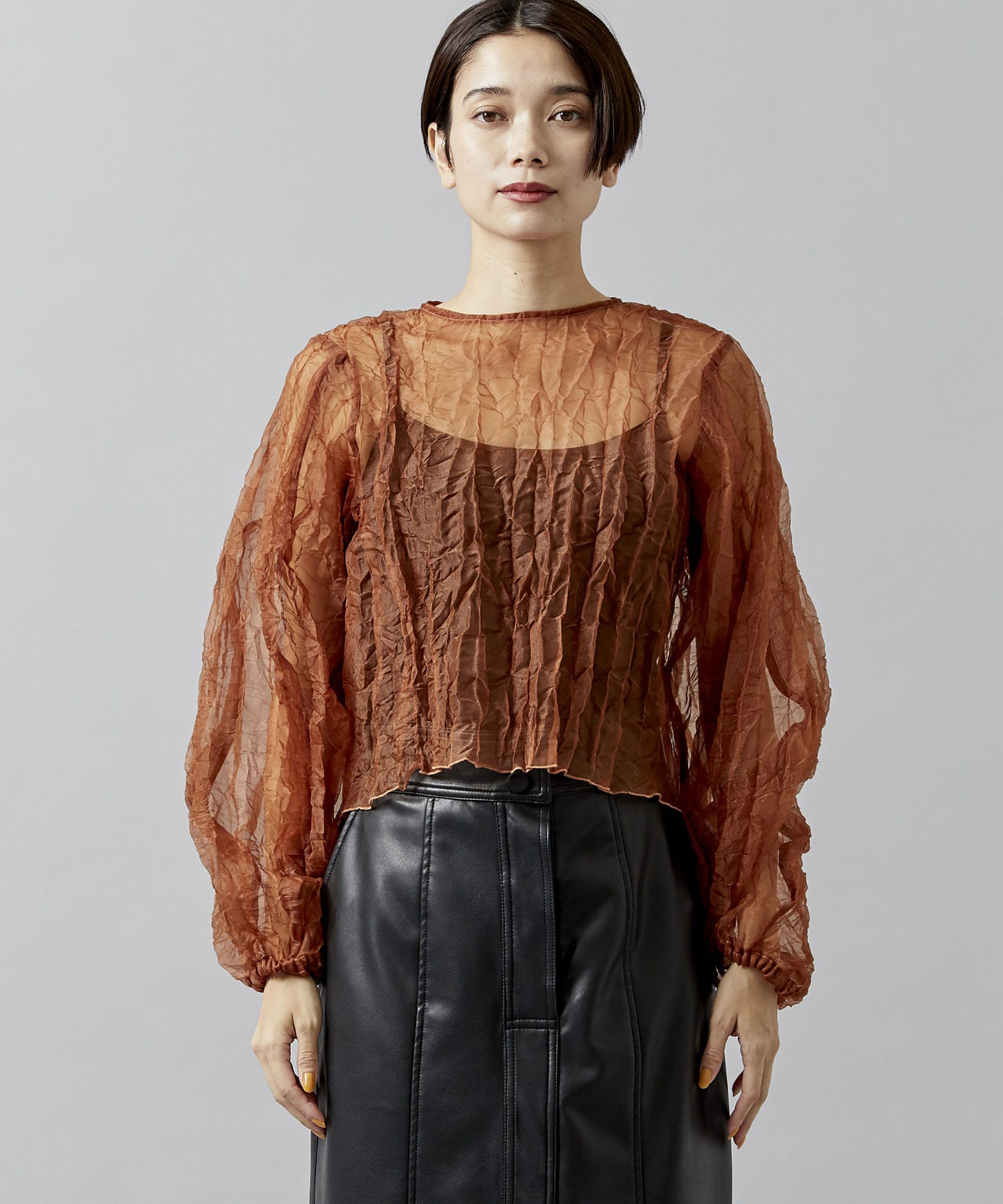 新品leinwande Recycle Organdy Pleats Top | ovale.eu