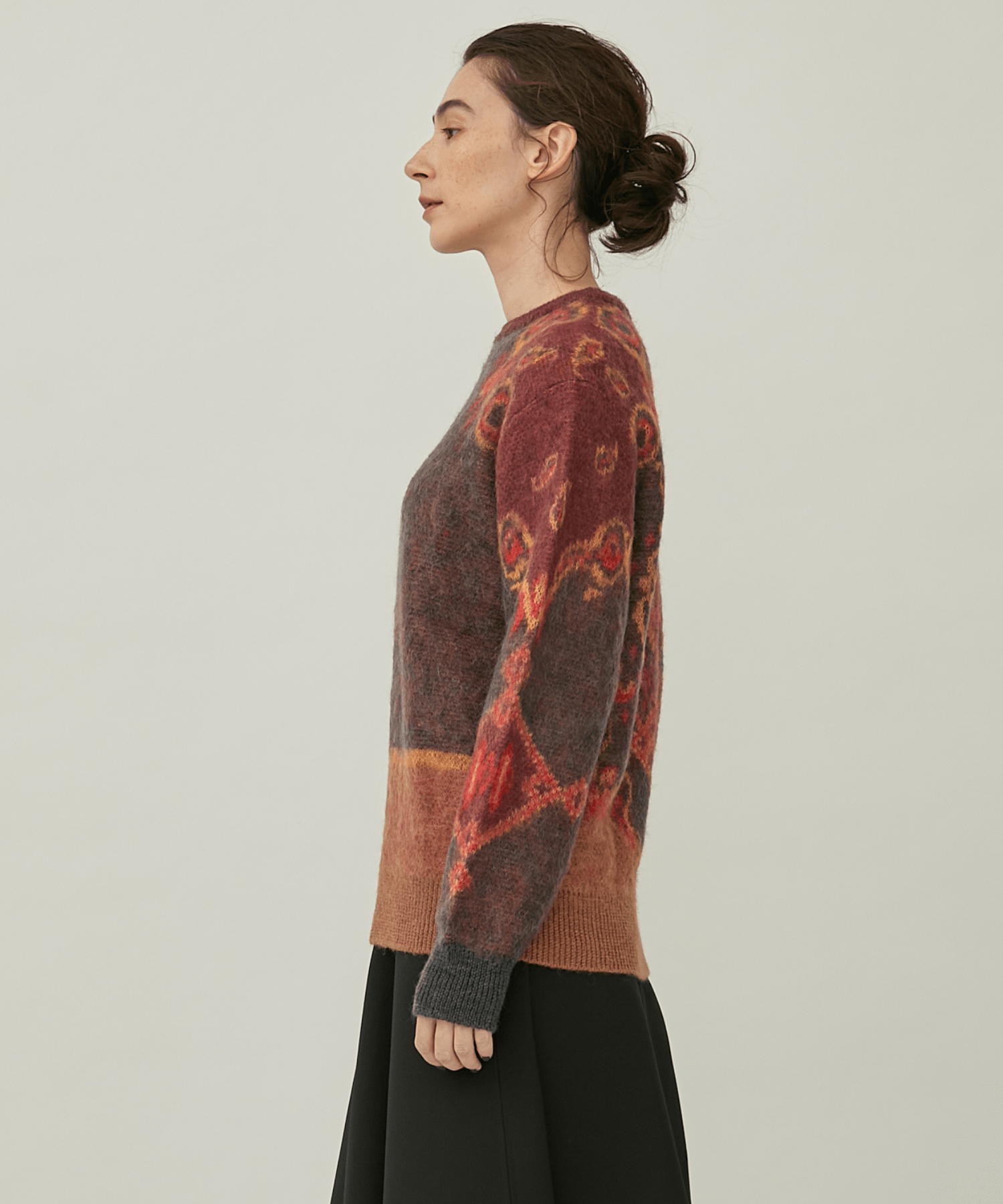 Mohair jacquard knit pullover｜STUDIOUS