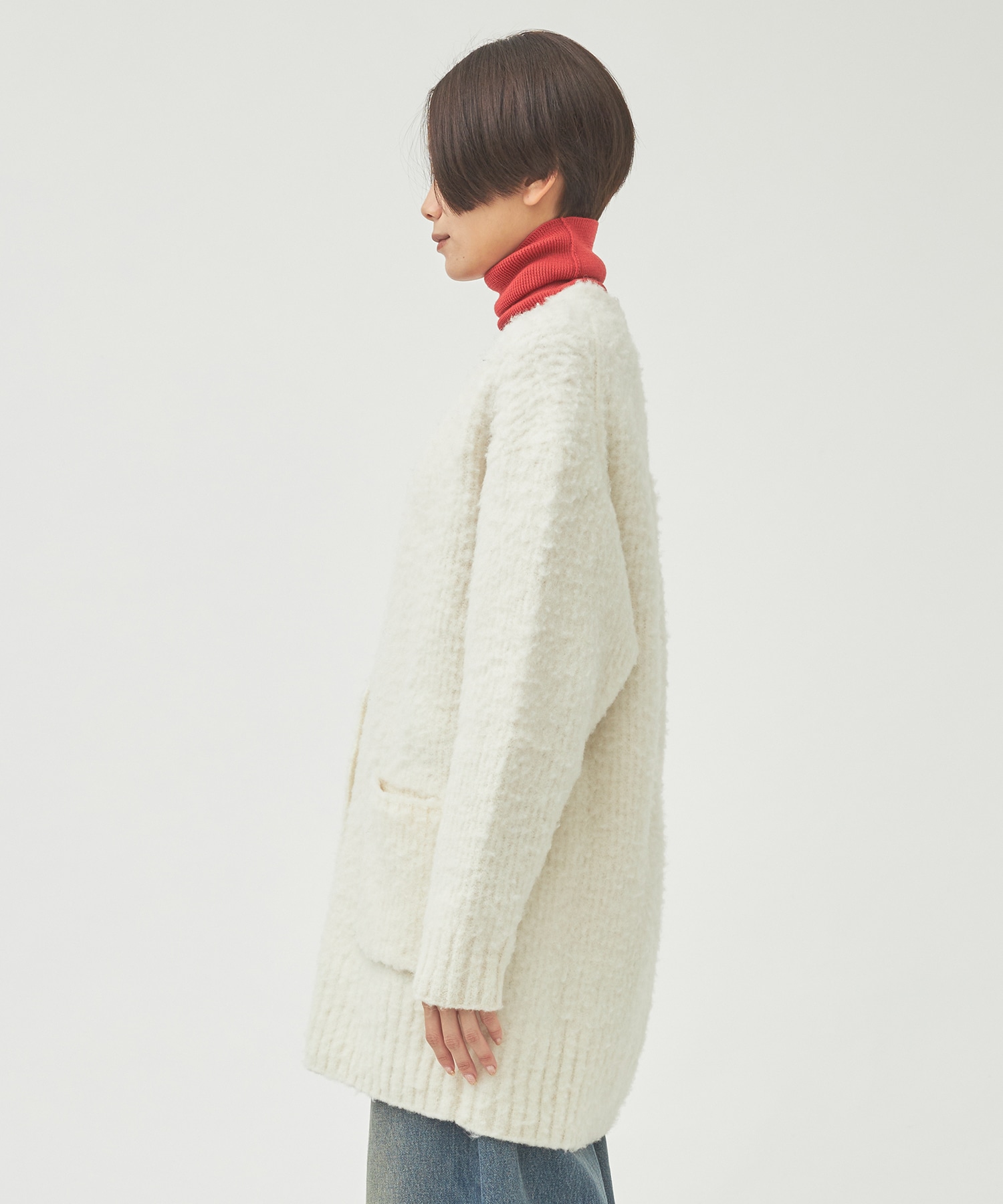 Brushed alpacas cardigan(0 OFF WHITE): WRAPINKNOT: WOMENS