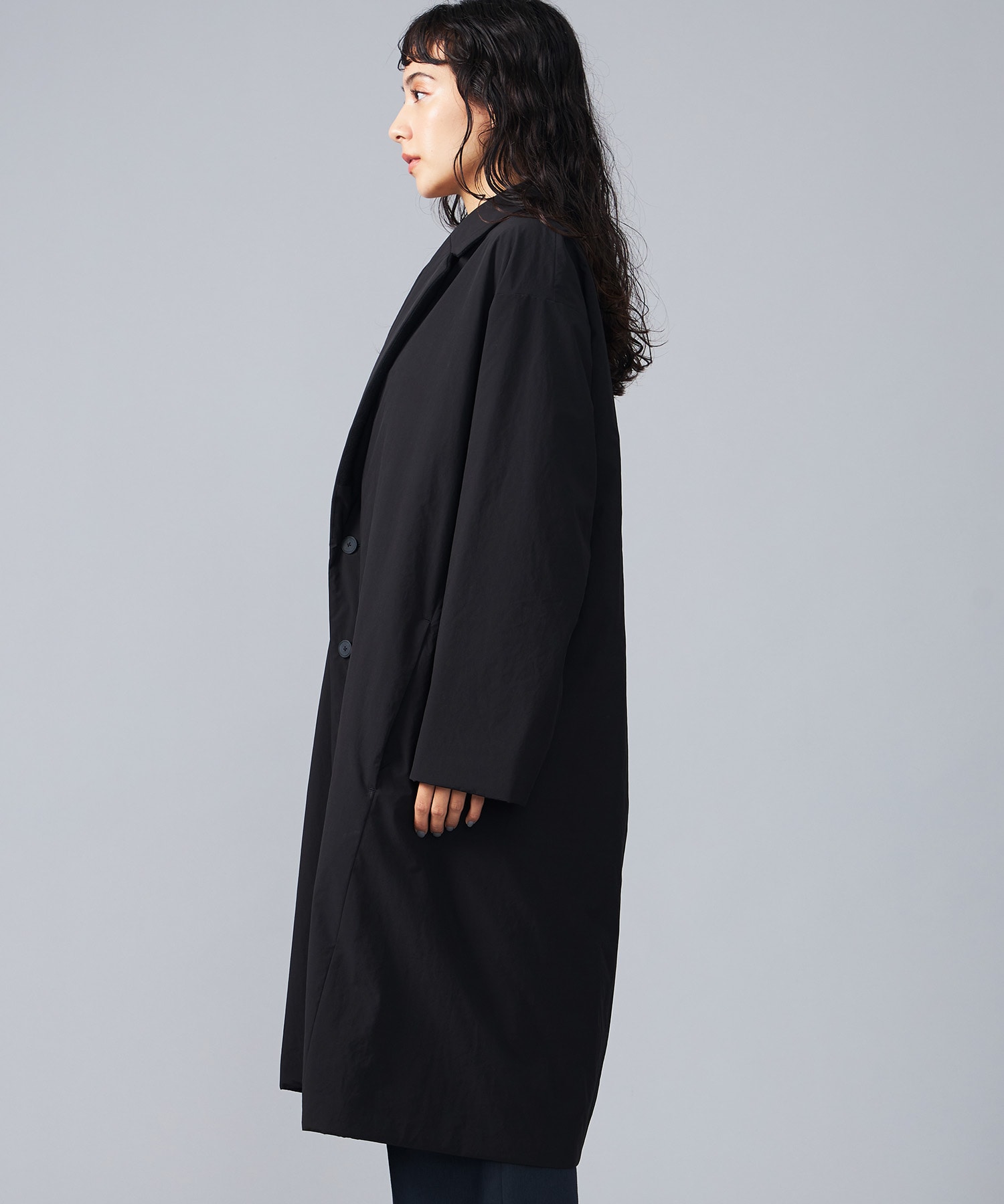 ATON ASAKO NYLON BALMACAAN COAT-