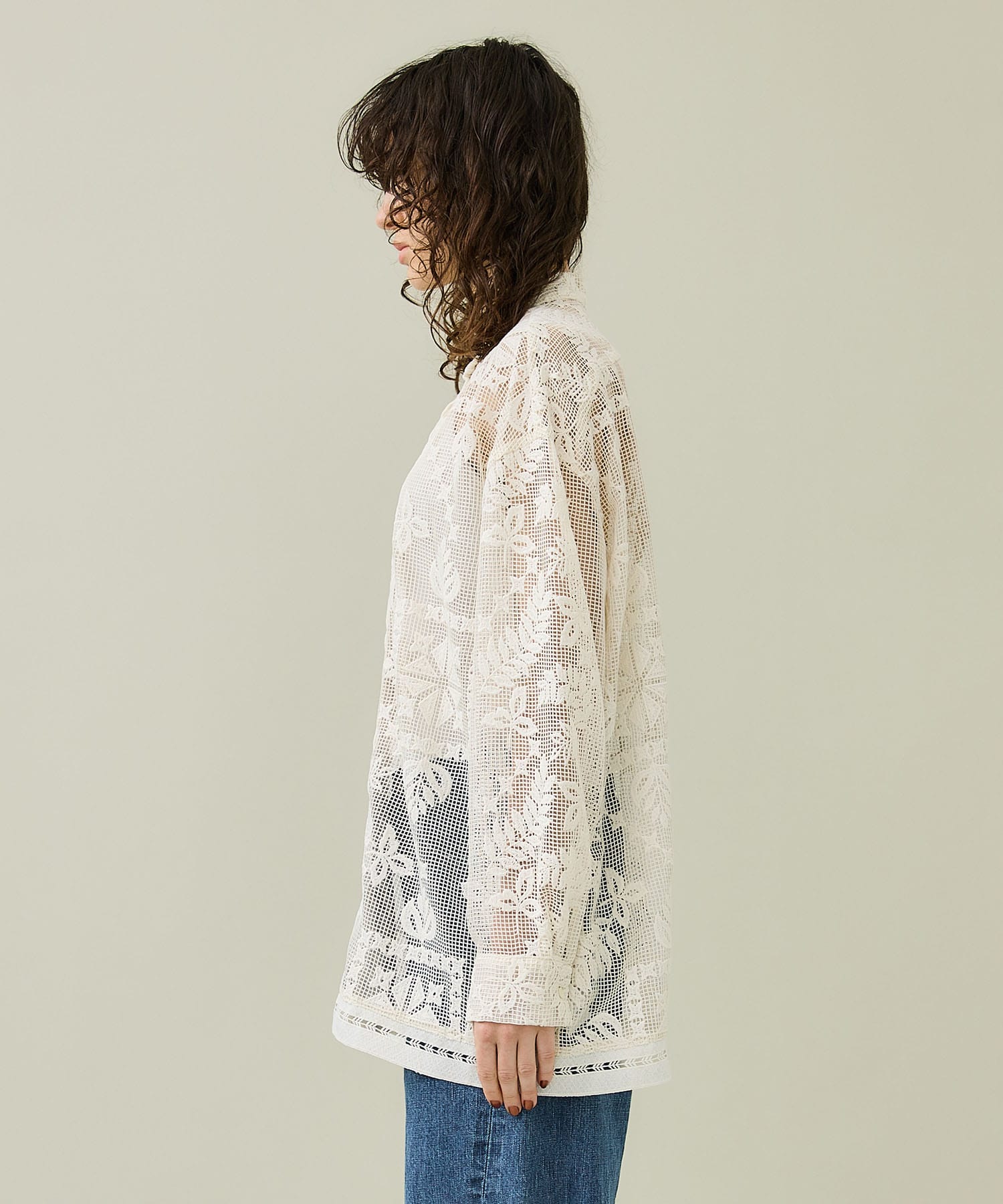 CLANE CHEMICAL LACE OVER CHINA SHIRT - トップス