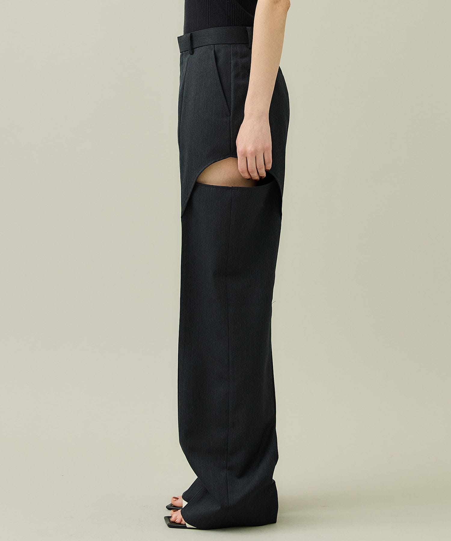 WOOL GABARDINE HOLLOWED OUT TROUSERS