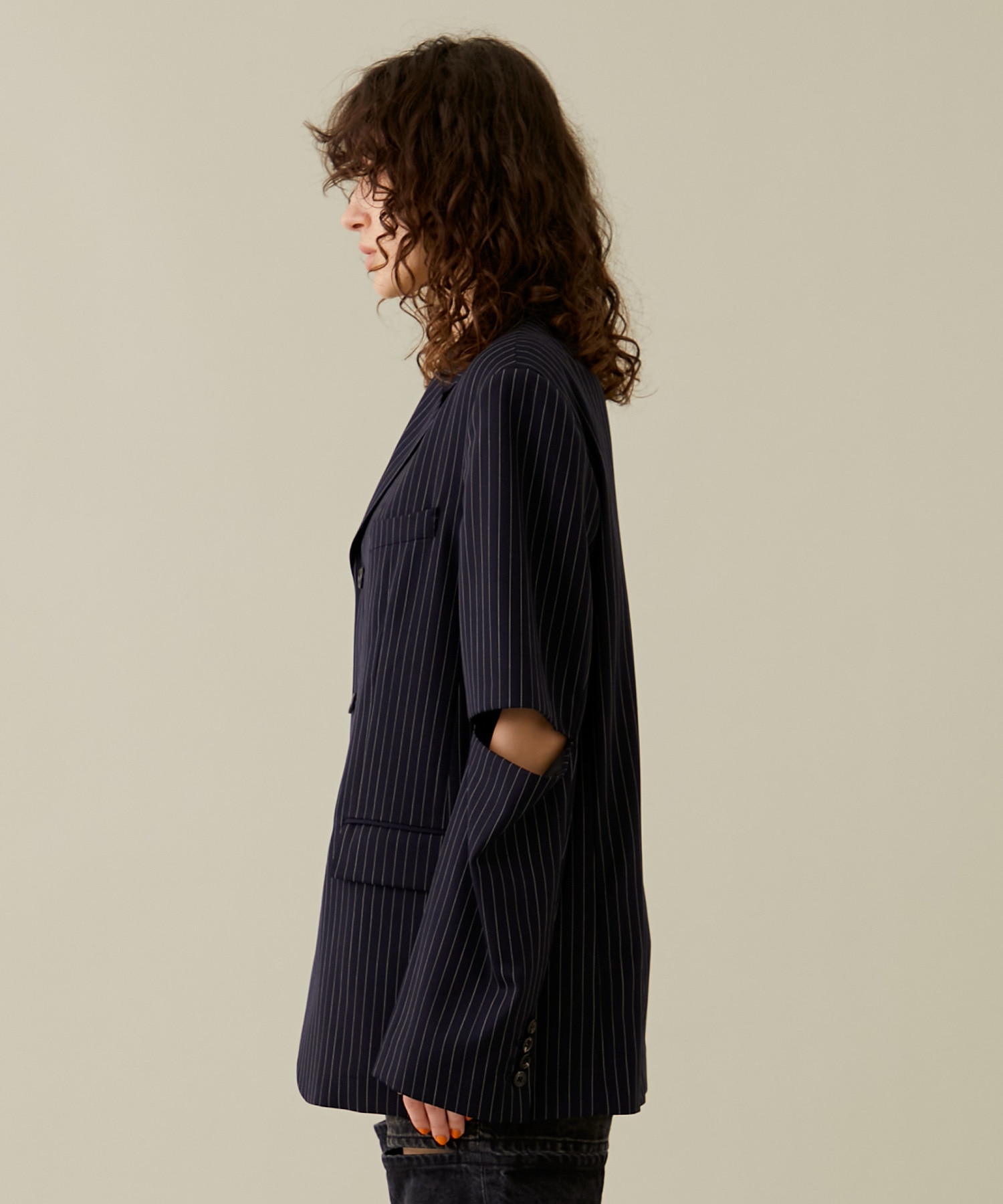 Stripe Sleeve Slit Jacket INSCRIRE