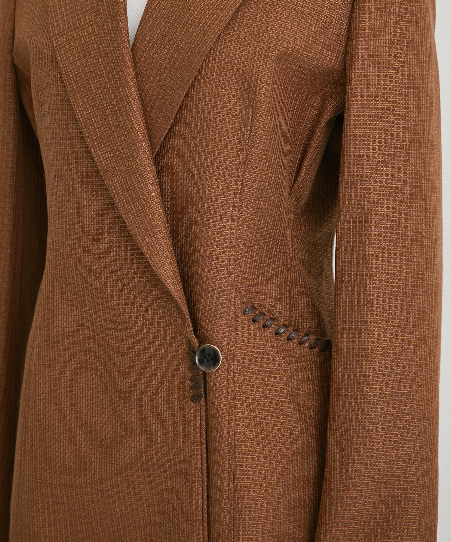 Geometric Silk Cotton Jacquard Double Beasted Jacket Mame Kurogouchi
