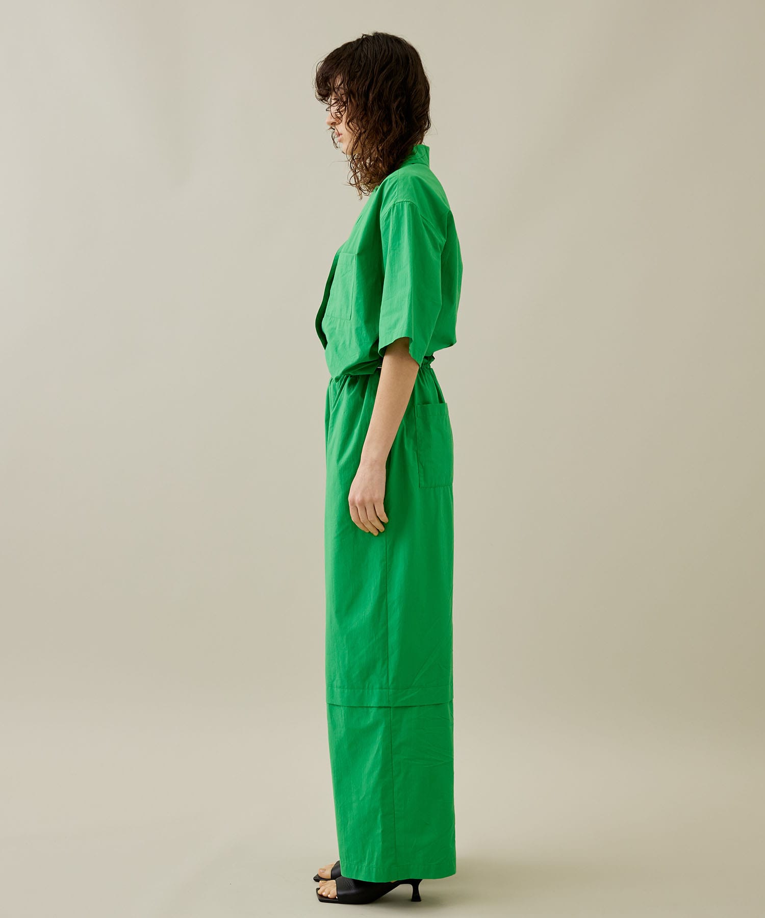 Open Collar Jumpsuit(XS GREEN): SAYAKA DAVIS: WOMENS｜ STUDIOUS