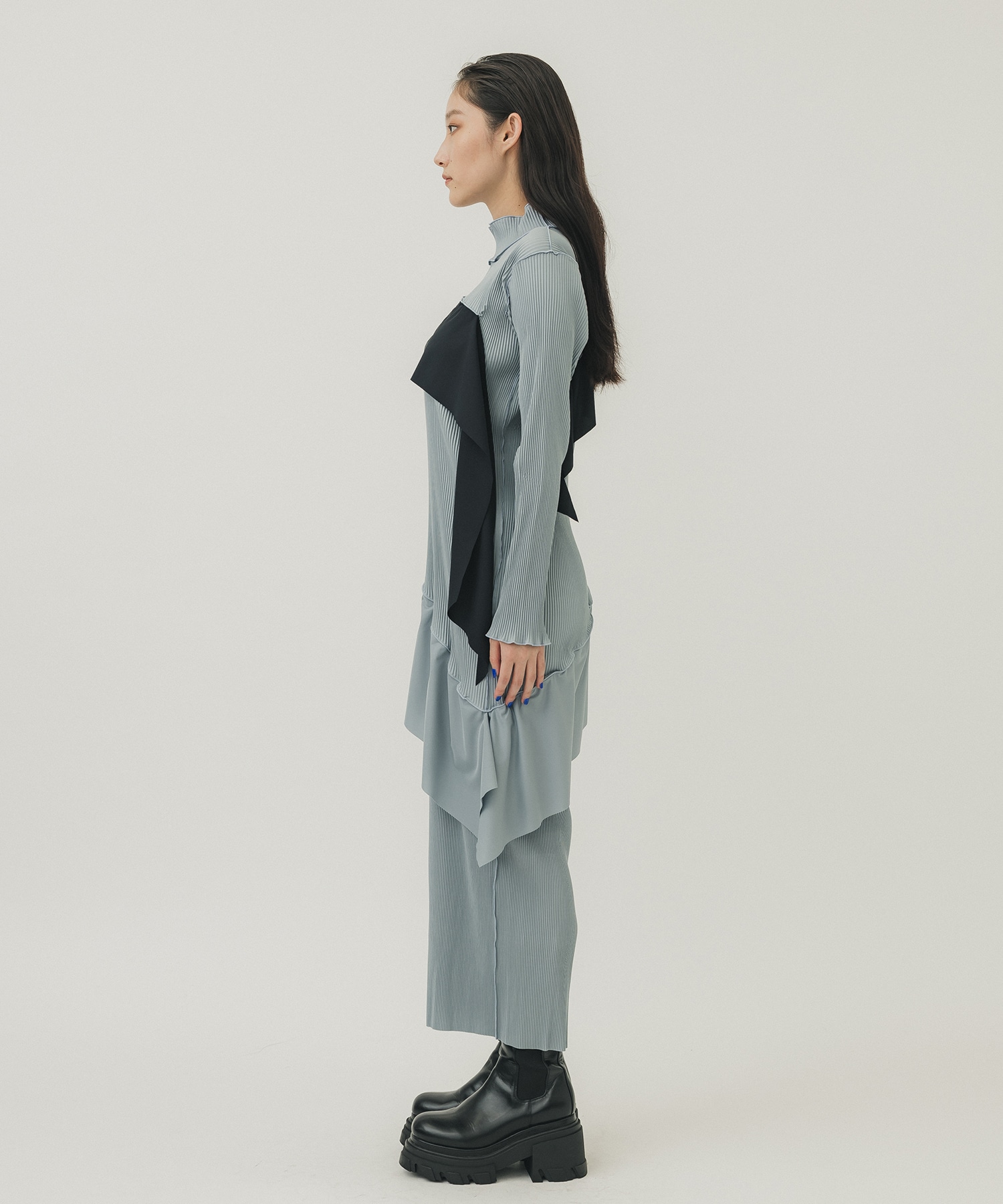 Todo wave long sleeve dress(FREE GREY): kotohayokozawa: WOMENS