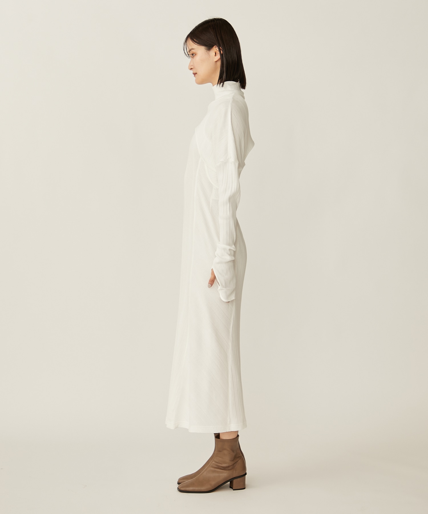 Random Ribbed Organic Cotton 2 way Dress(1 WHITE): Mame Kurogouchi