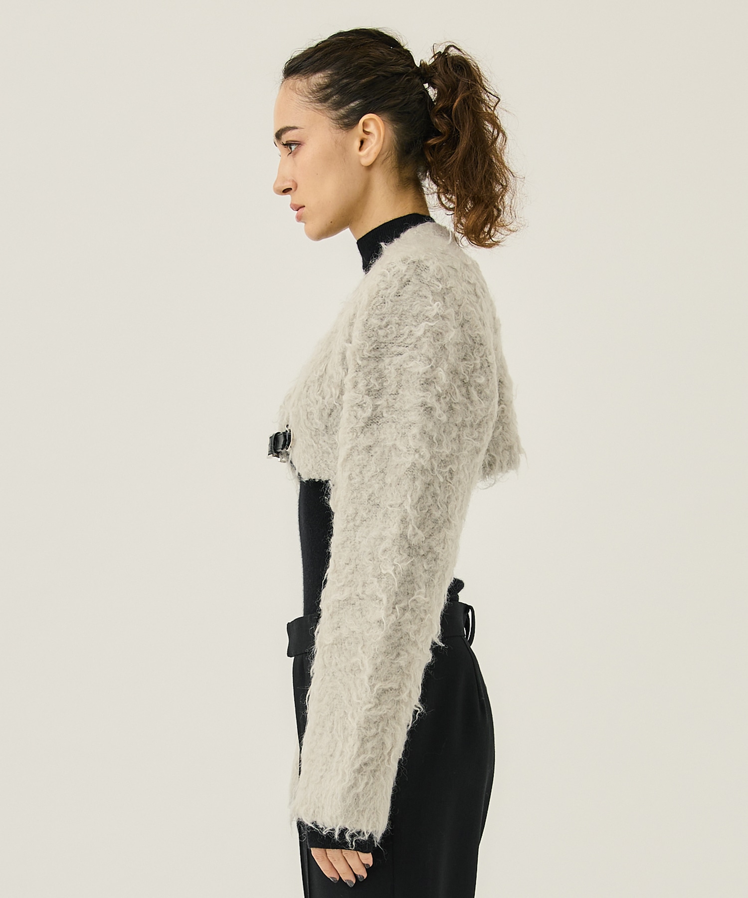 MOHAIR KNIT CROPPED CARDIGAN(1 LIGHT GREY): FETICO: WOMENS