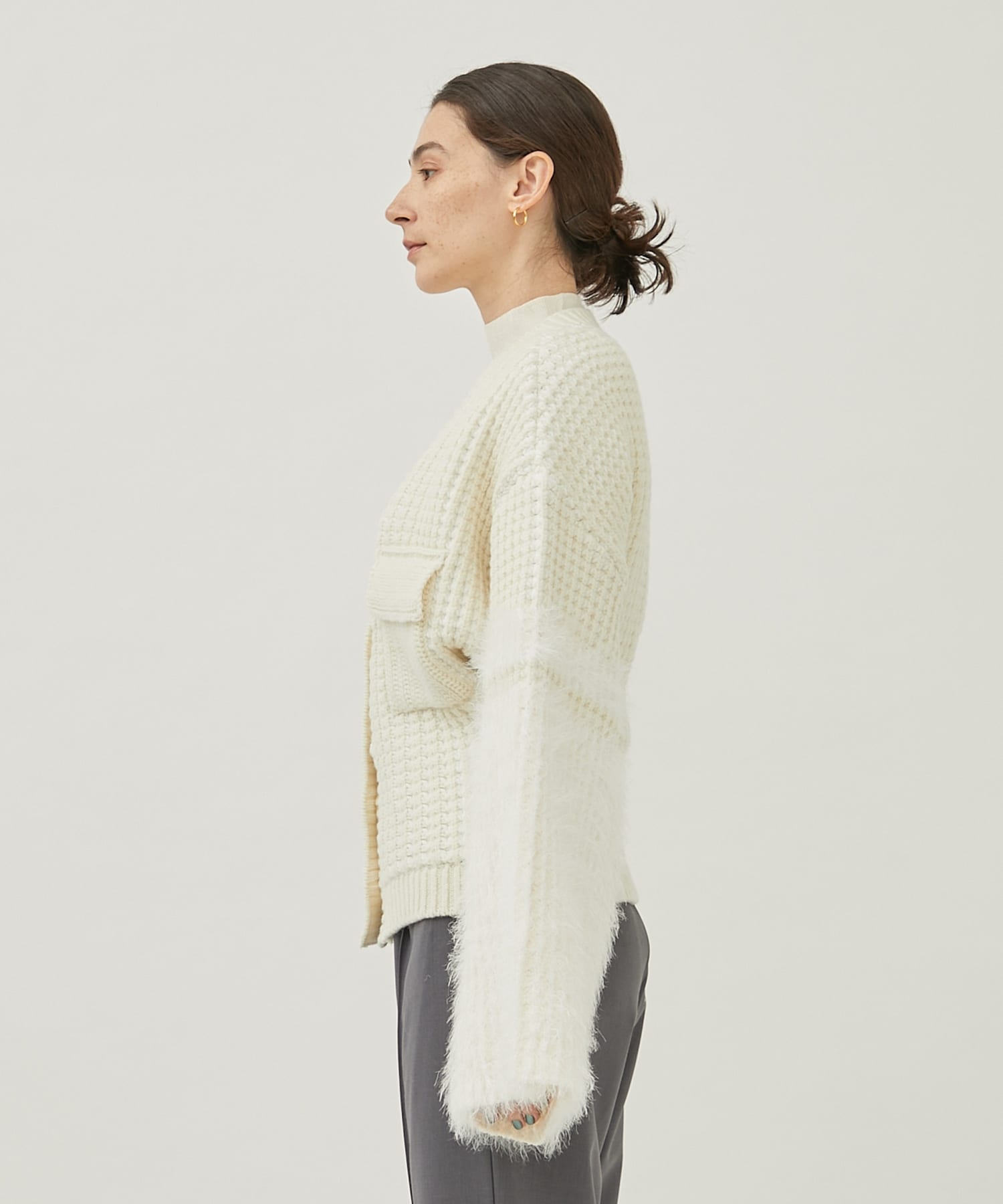 Fur yarn Knit Cardigan(2 OFF WHITE): EBONY: WOMENS｜ STUDIOUS 