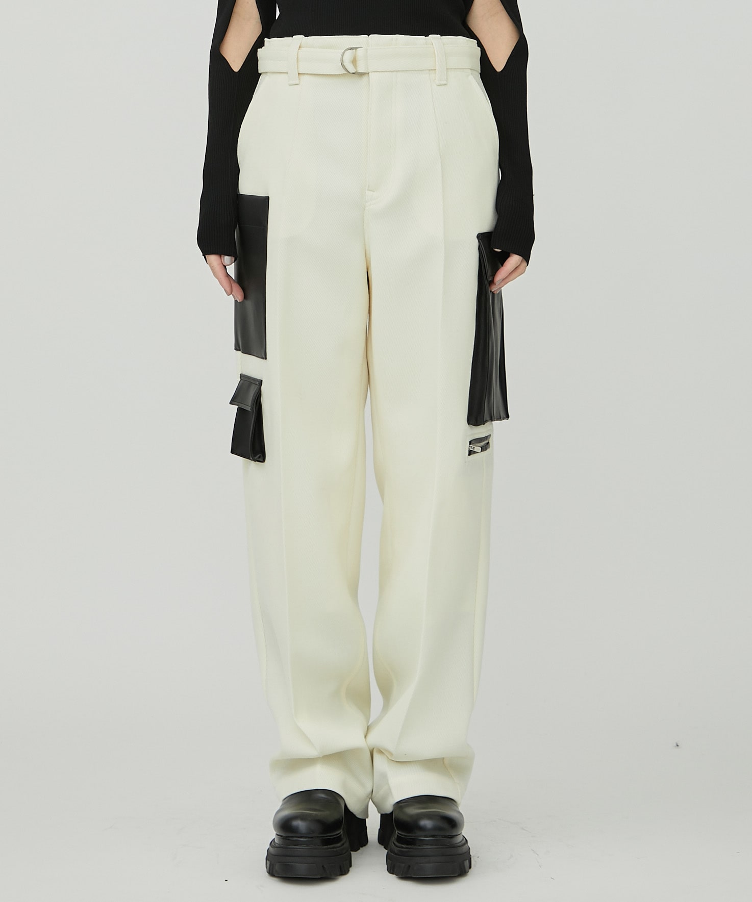 FAKE LEATHER 8POCKET PANTS 