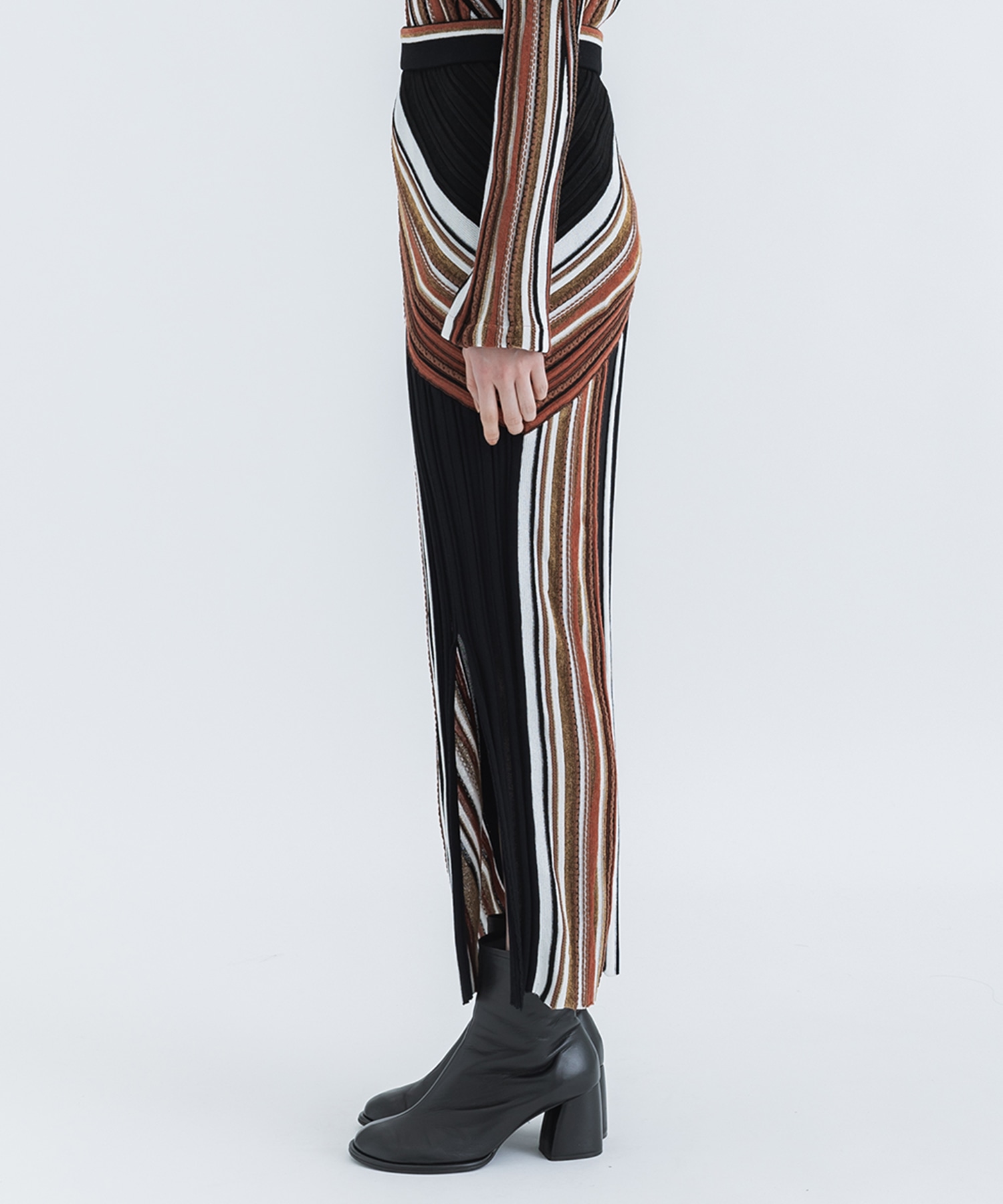 Stripe Jacquard Knitted Skirt Mame Kurogouchi