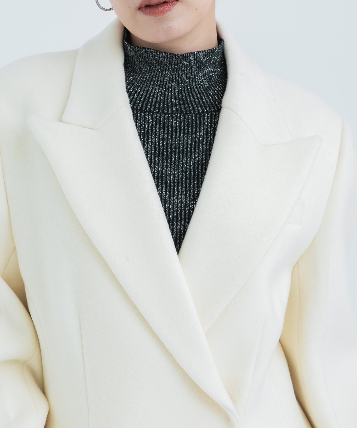 Super140s Peaked Lapel COAT(1 OFF WHITE): STUDIOUS: WOMENS