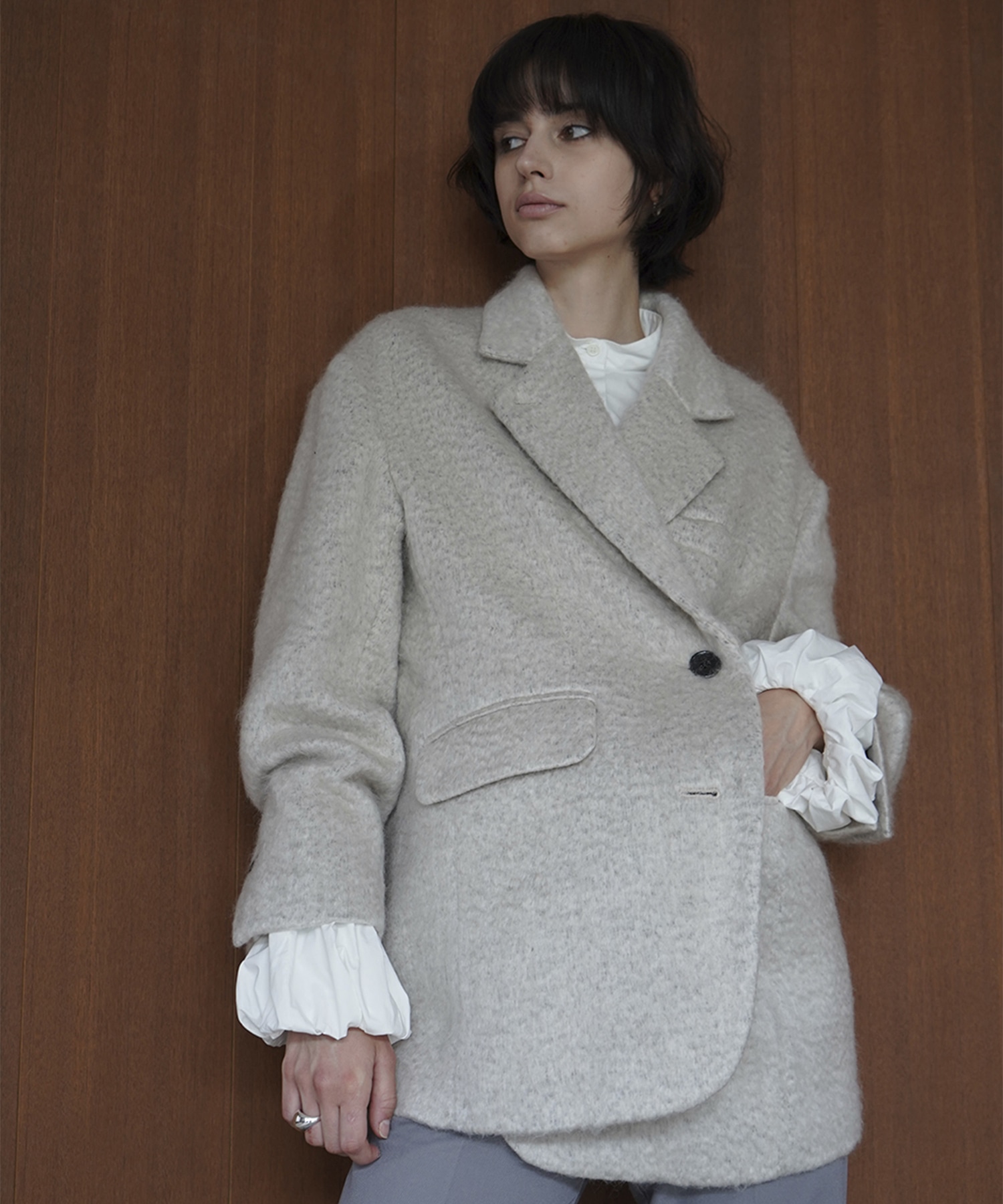 MIX SHAGGY OVER TAILORED JACKET(1 IVORY): CLANE: WOMENS｜ STUDIOUS