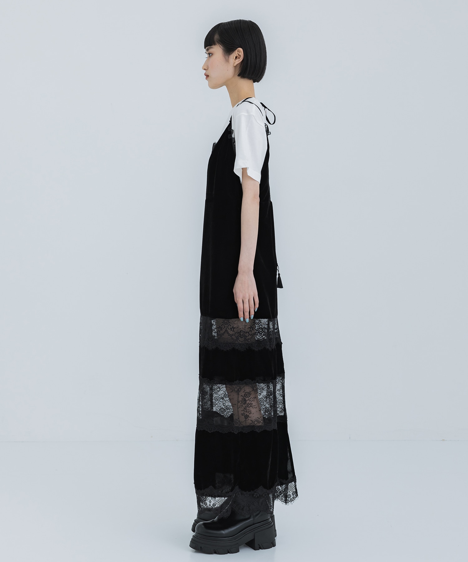 別注black lace velour camisole dress(1 BLACK): Tanaka Daisuke 