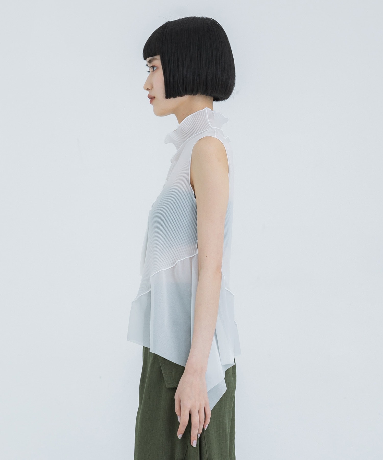Asymmetry Sheer Top(FREE WHITE): kotohayokozawa: WOMENS｜ STUDIOUS 