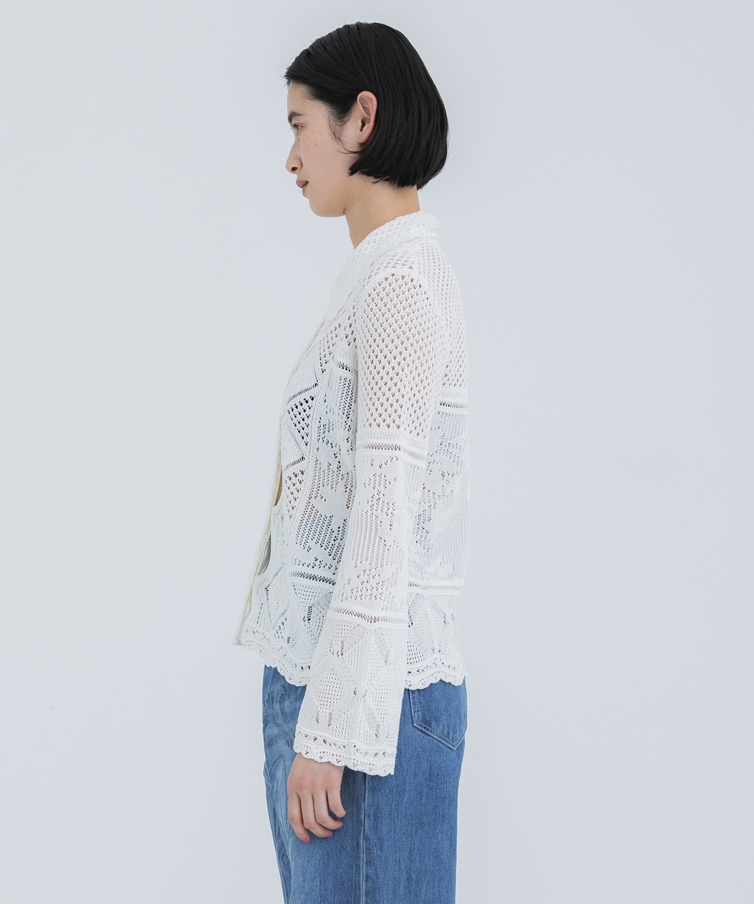 Cotton Lace Knitted Cardigan Mame Kurogouchi