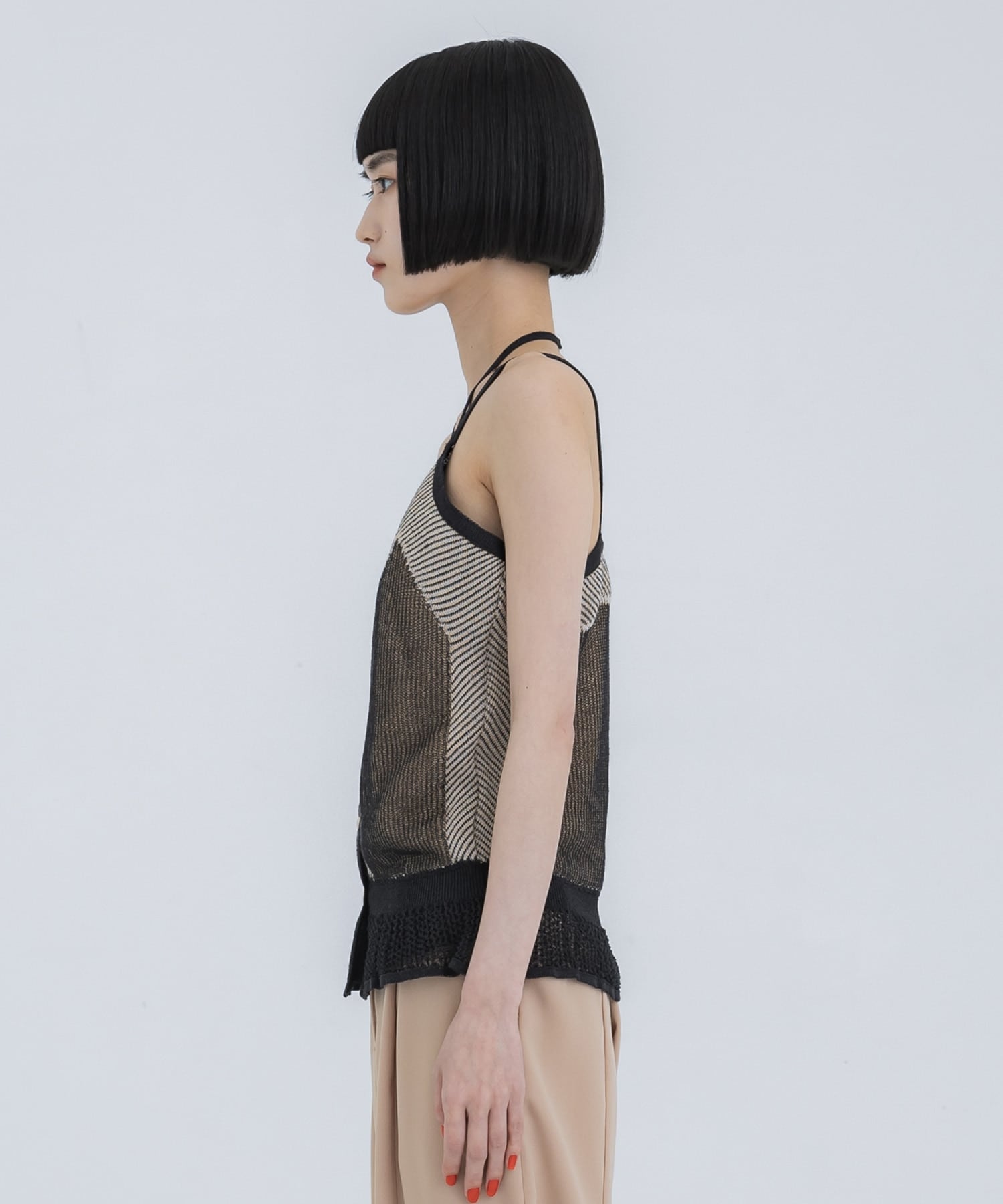 Pigment knit camisole top (Black) MURRAL