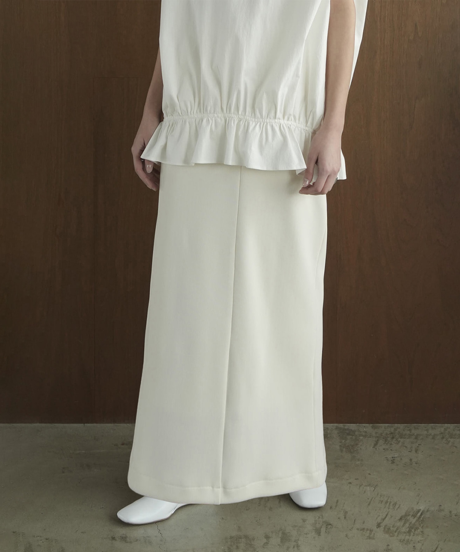 RIB STRIPE STRAIGHT SKIRT CLANE