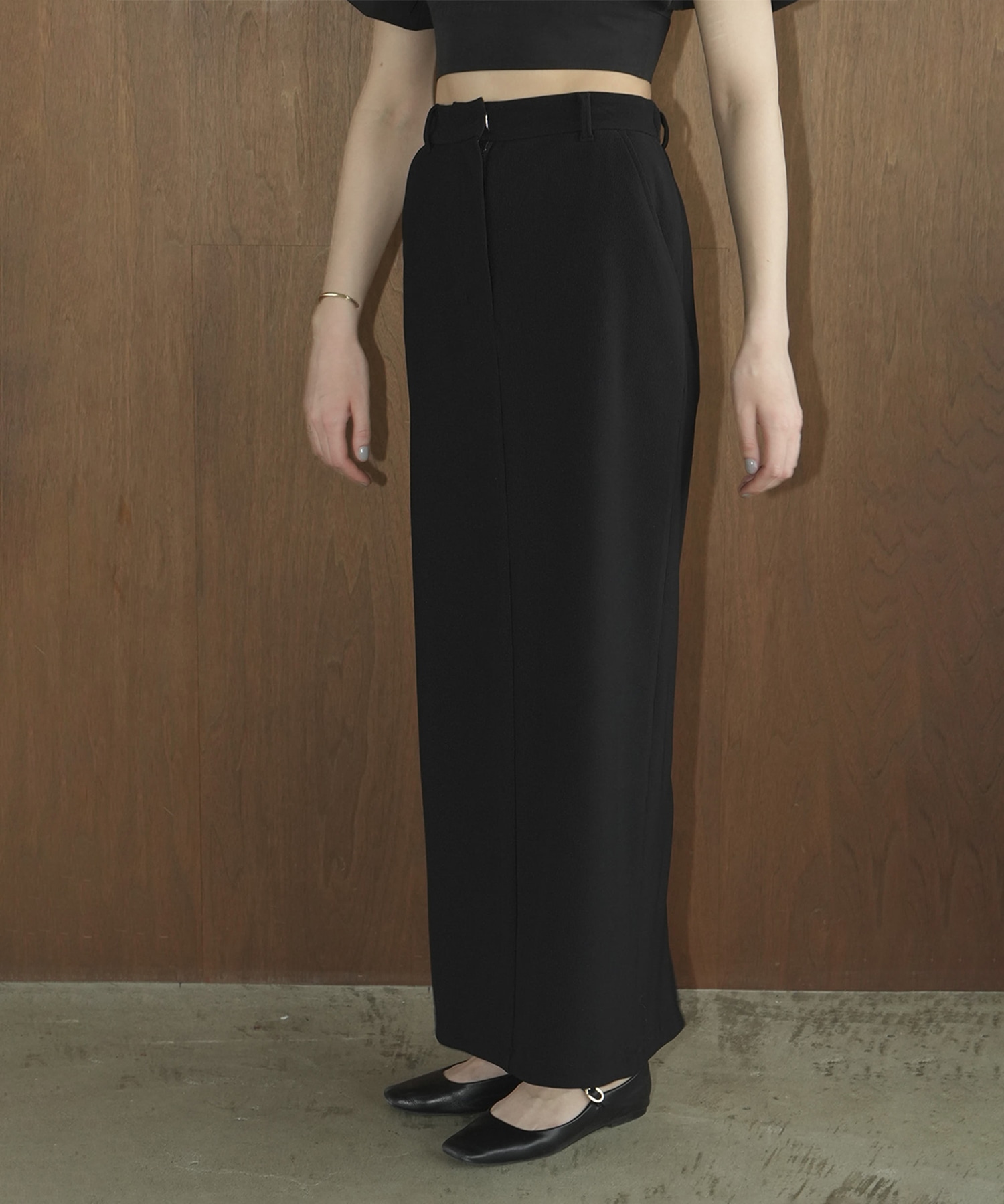 RIB STRIPE STRAIGHT SKIRT CLANE