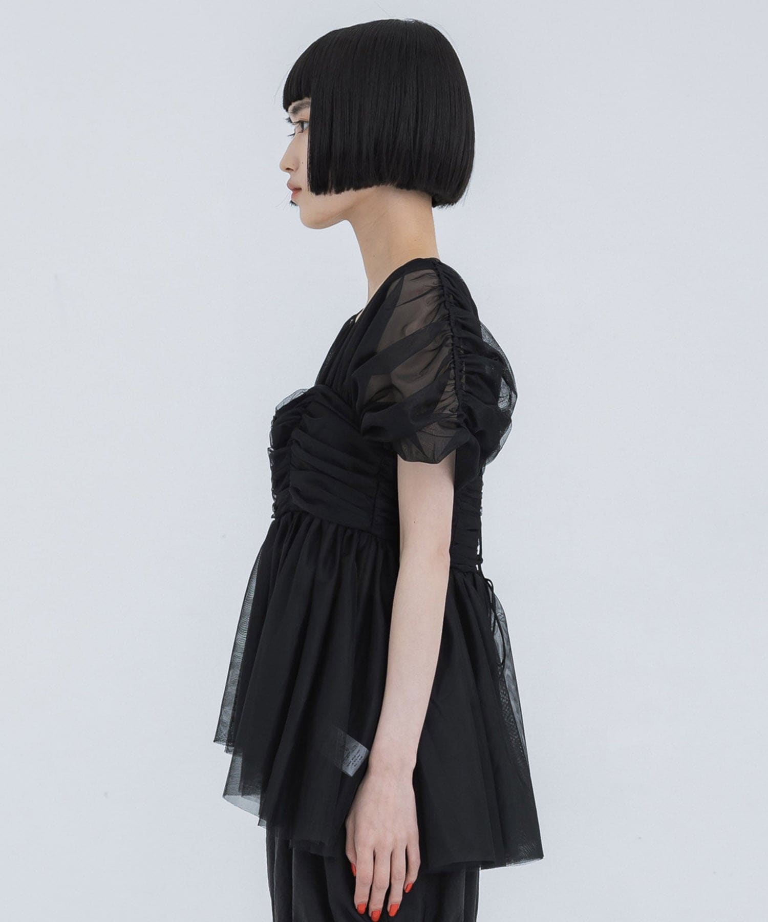 OPEN-BACK GATHERED TULLE TOP(1 BLACK): FETICO: WOMENS｜ STUDIOUS 