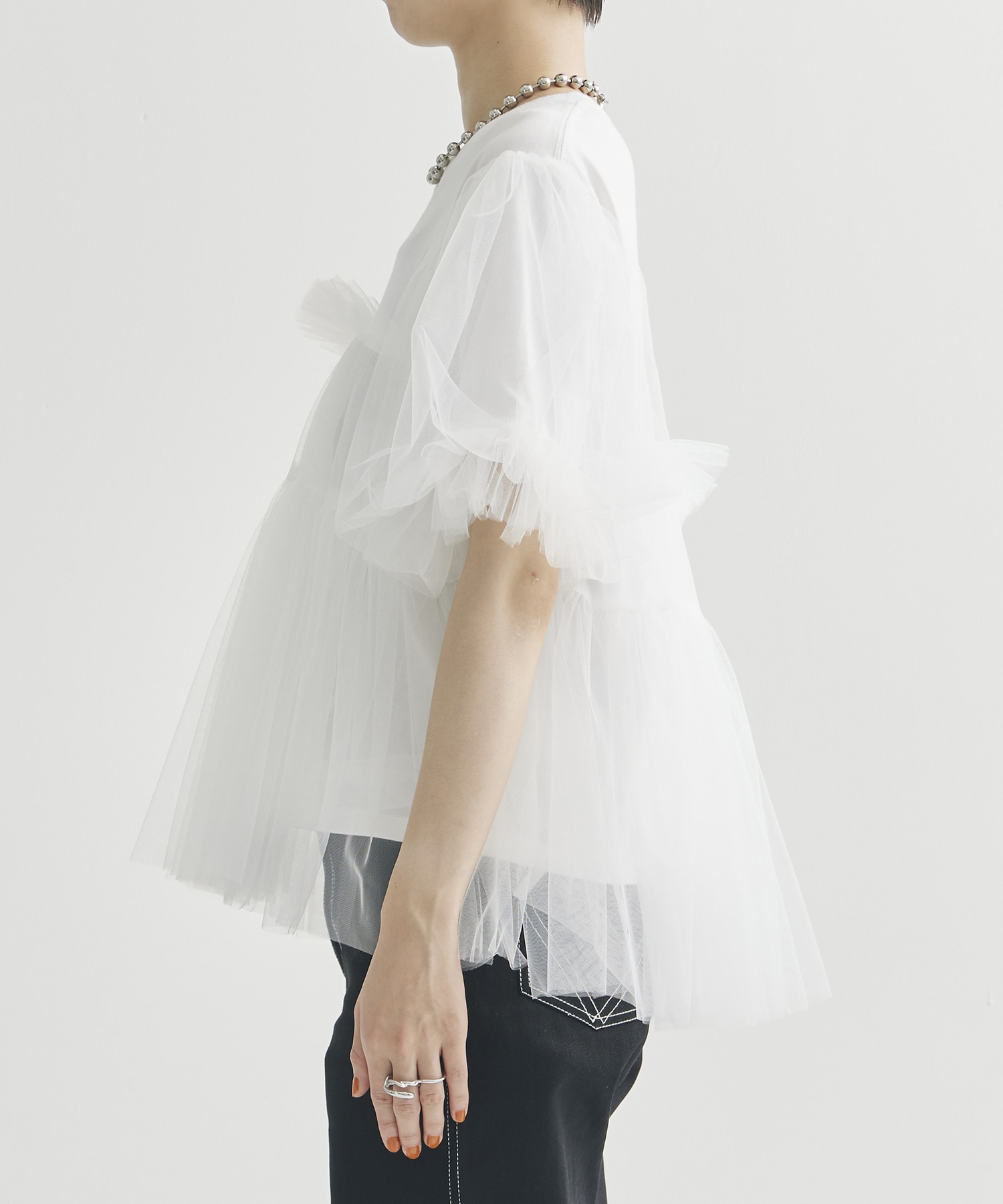 別注 Tulle Layered T-shirt VIVIANO