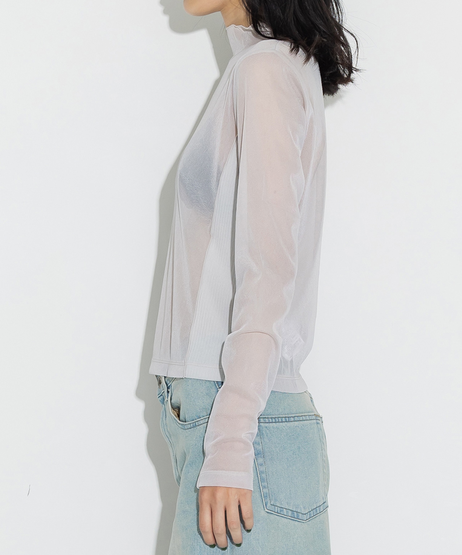 Rib Paneled Sheer Top STUDIOUS