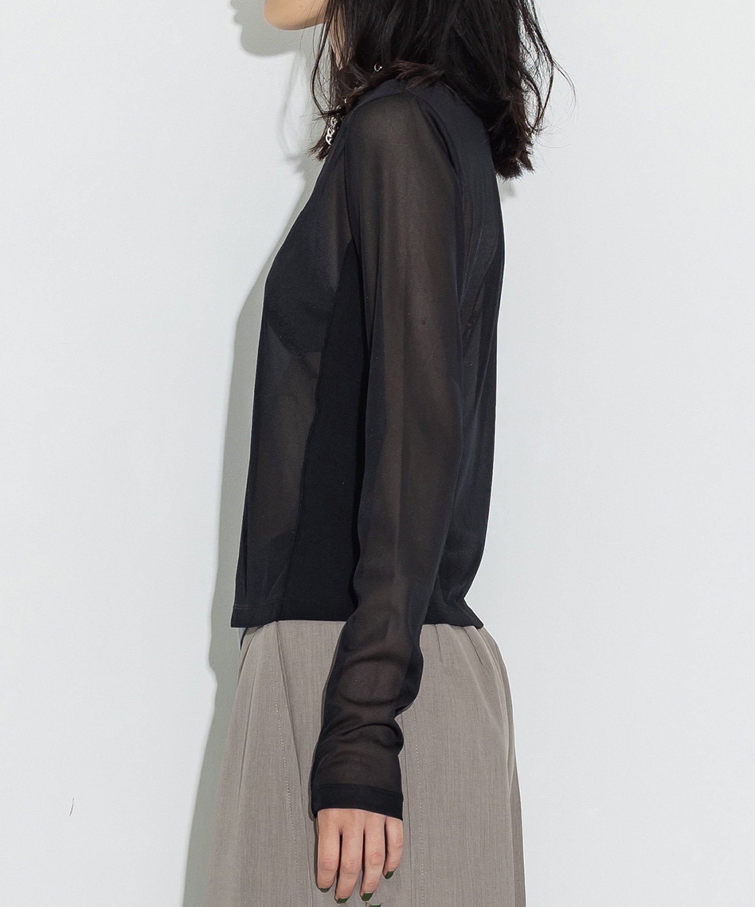 Rib Paneled Sheer Top STUDIOUS