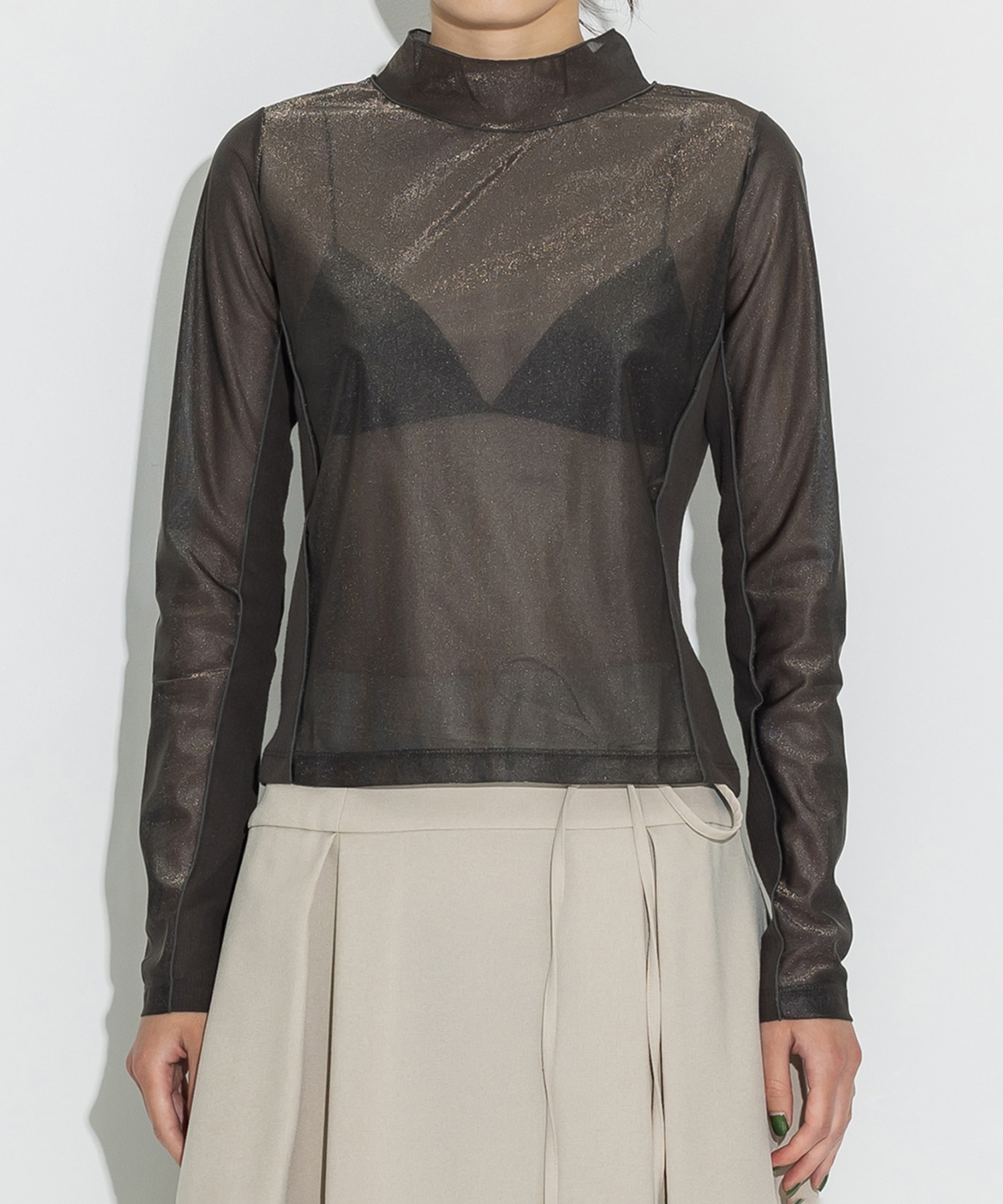 Rib Paneled Sheer Top STUDIOUS