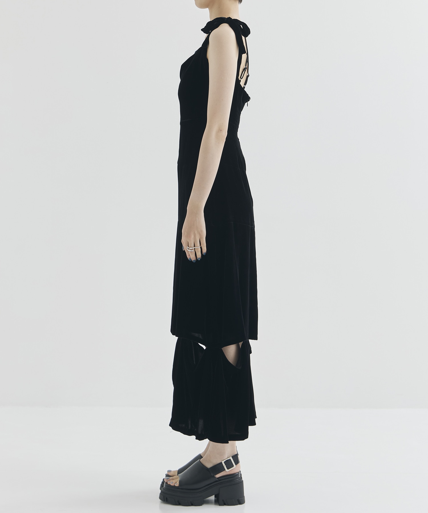 VELVET SLIT DRESS FETICO