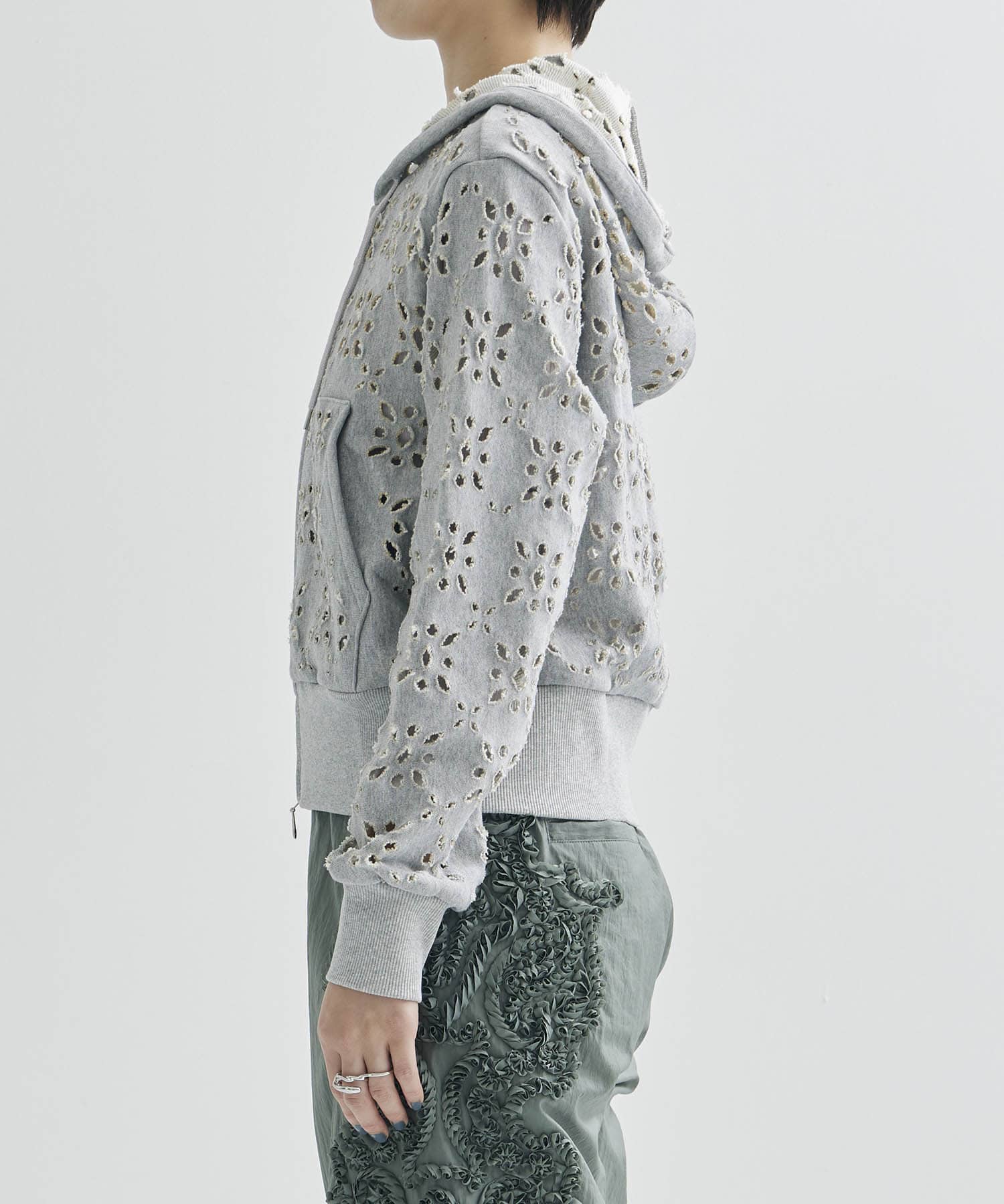 FLOWER HOLE ZIP-UP SWEAT PARKA MASU