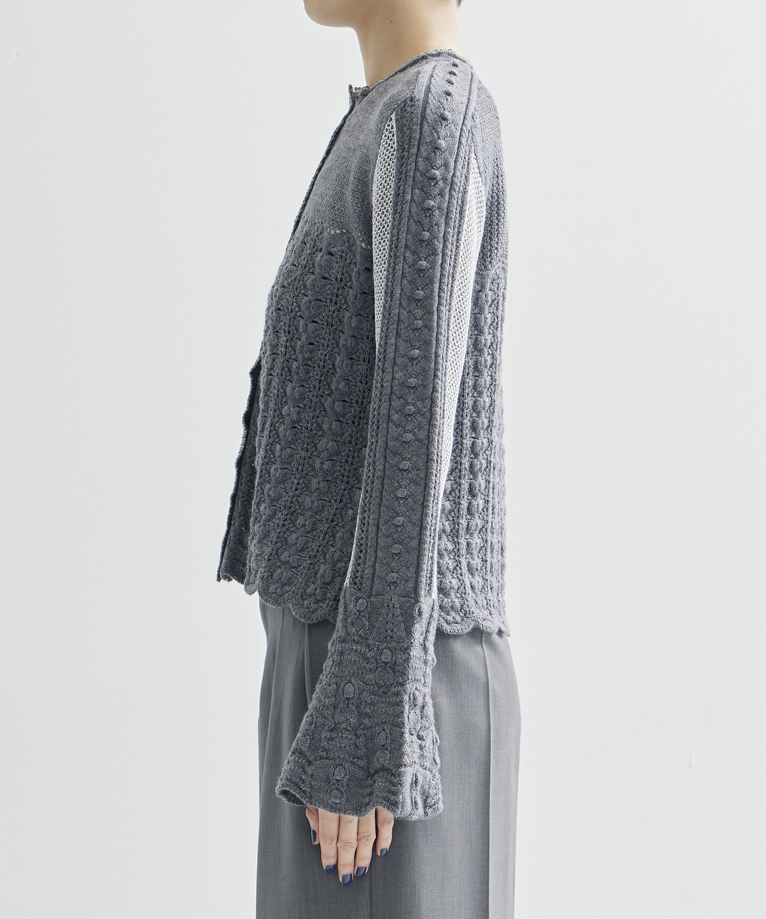 Openwork Pattern Knitted Cardigan Mame Kurogouchi