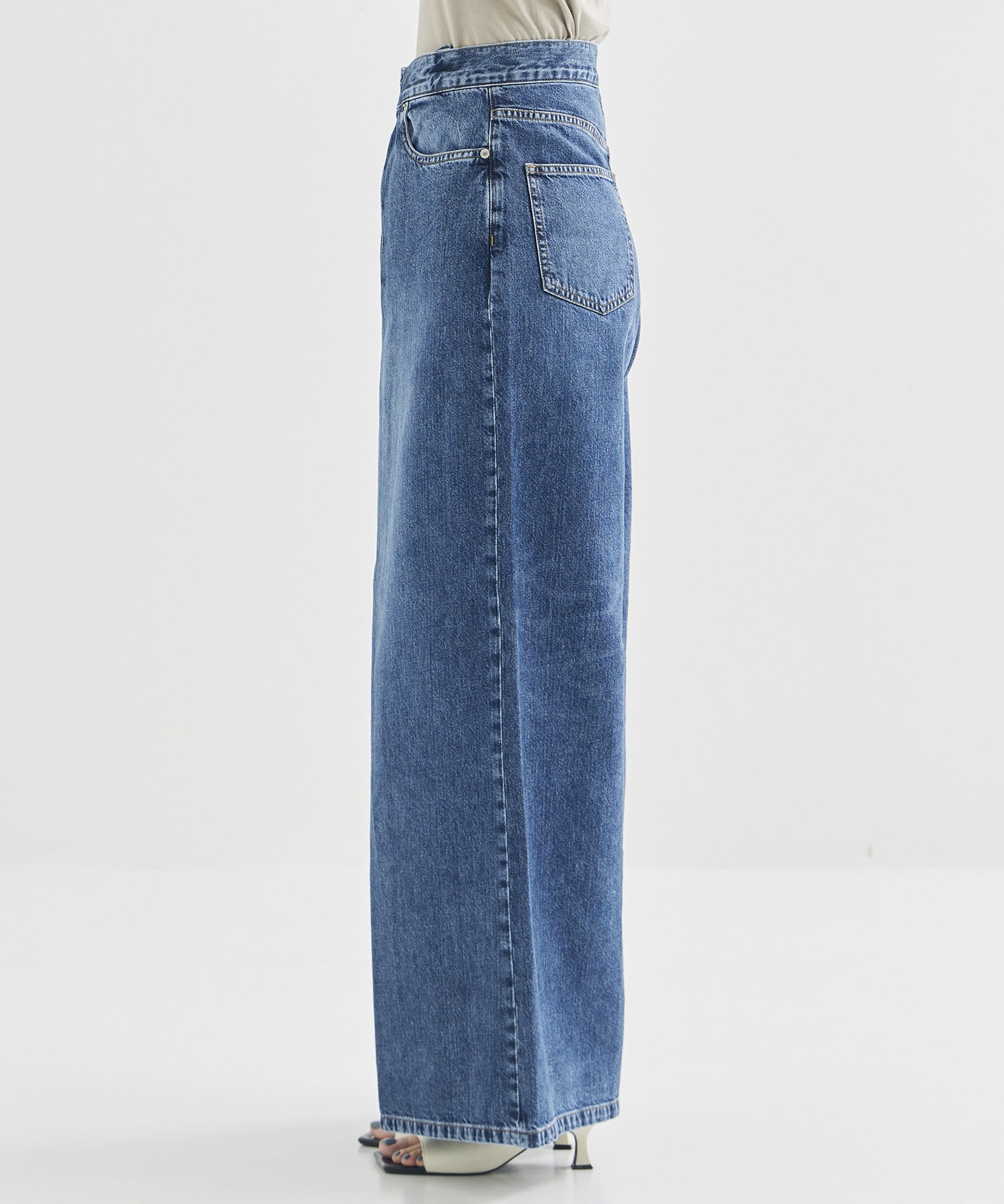 WASHED DENIM WIDE PANTS (SHORT LENGTH) JOHN LAWRENCE SULLIVAN