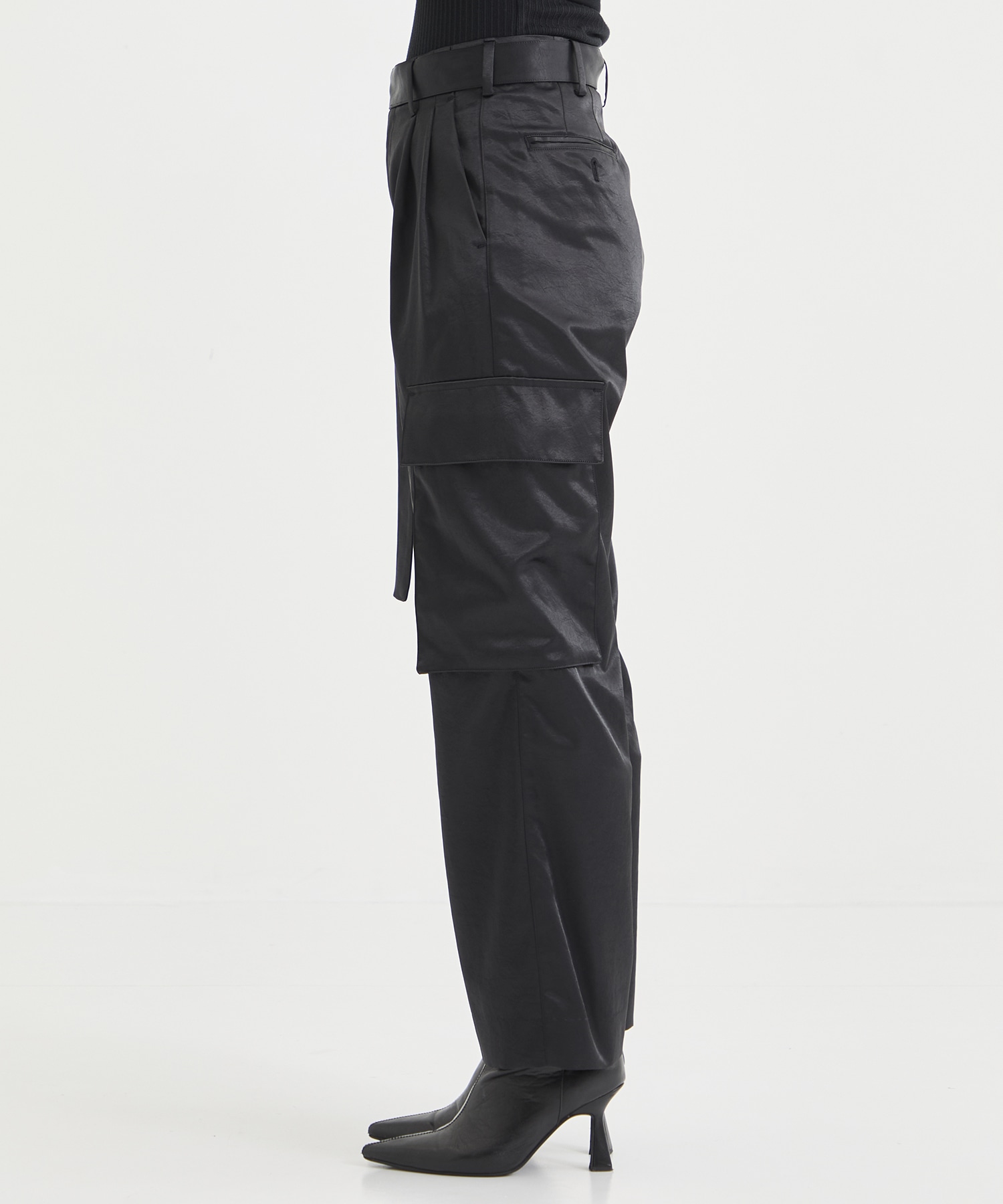 Satin belted cargo pants 08sircus