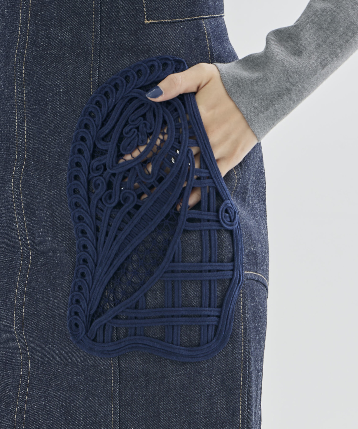 Cord Embroidery Detail Denim Skirt Mame Kurogouchi