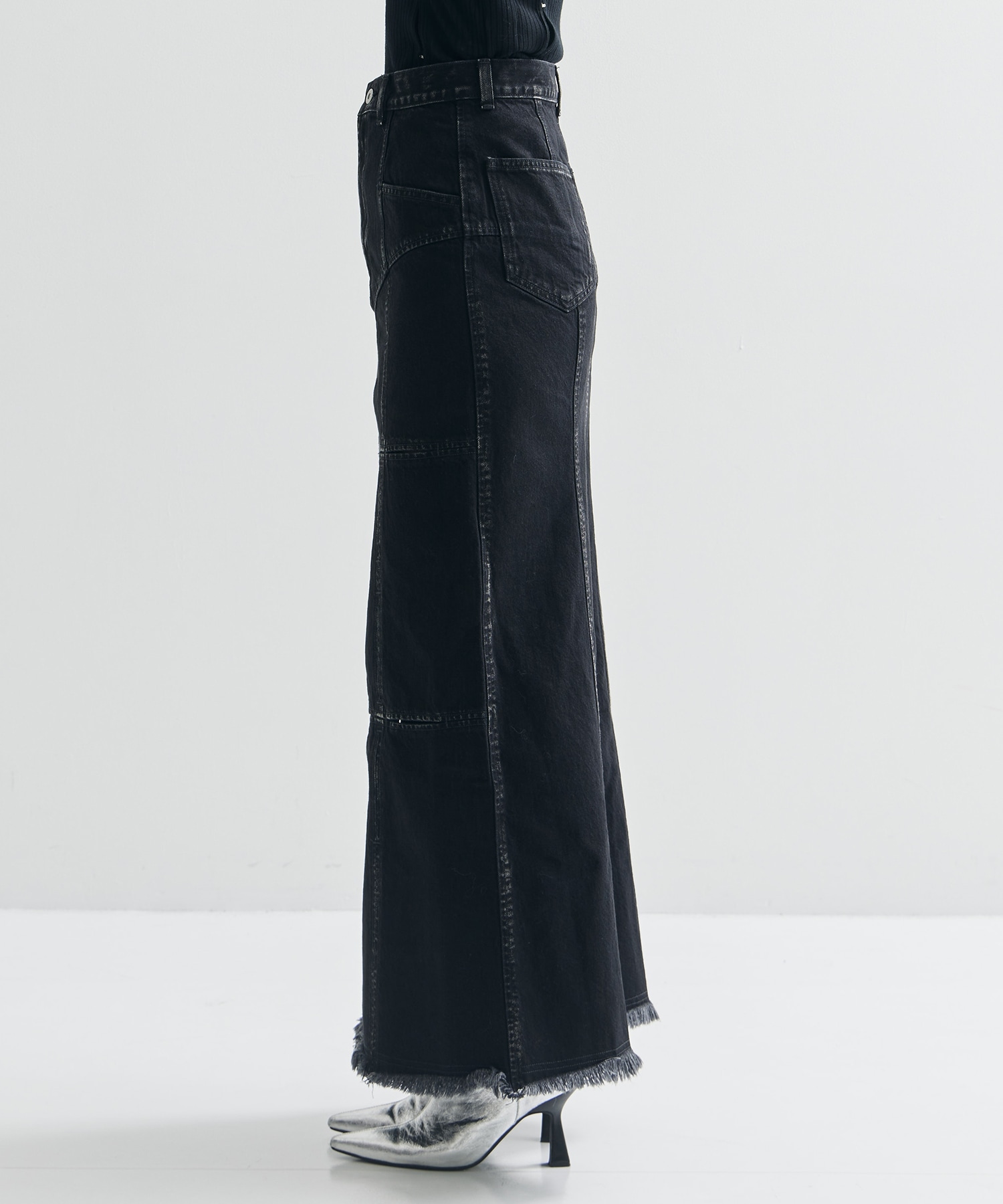 DENIM SLIT MAXI SKIRT FETICO