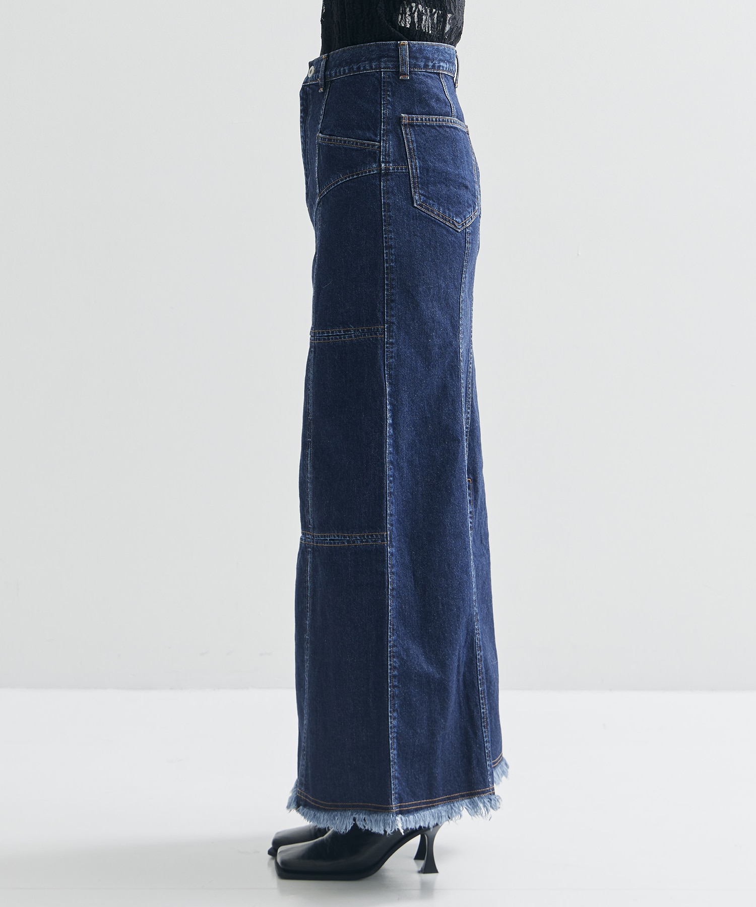 DENIM SLIT MAXI SKIRT FETICO