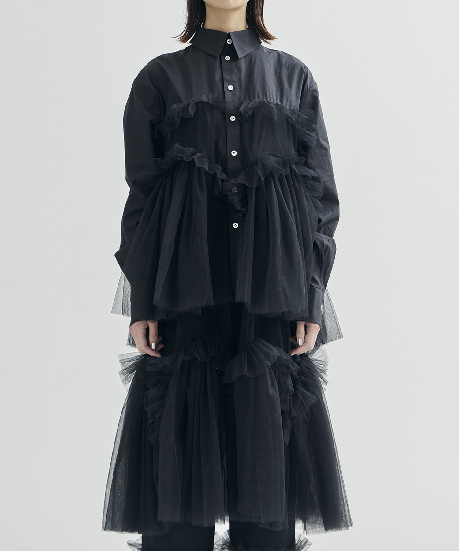 Shirt with Swell Ruffle Tulle VIVIANO